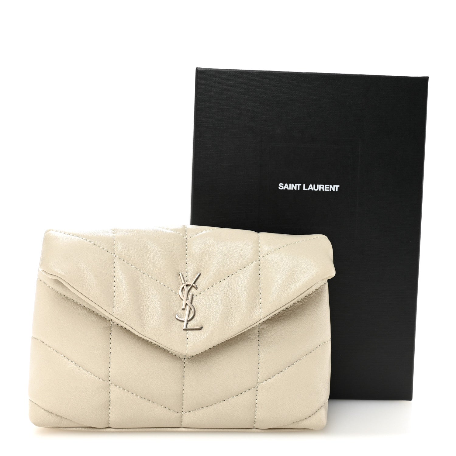 Lambskin Monogram Loulou Puffer Pouch Clutch Crema Soft