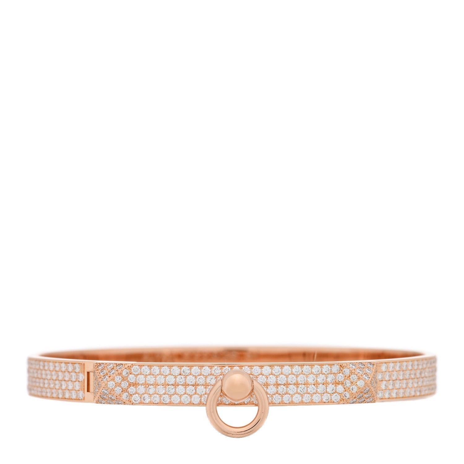 18K Rose Gold Diamond PM Collier De Chien Full Pave Bracelet SH