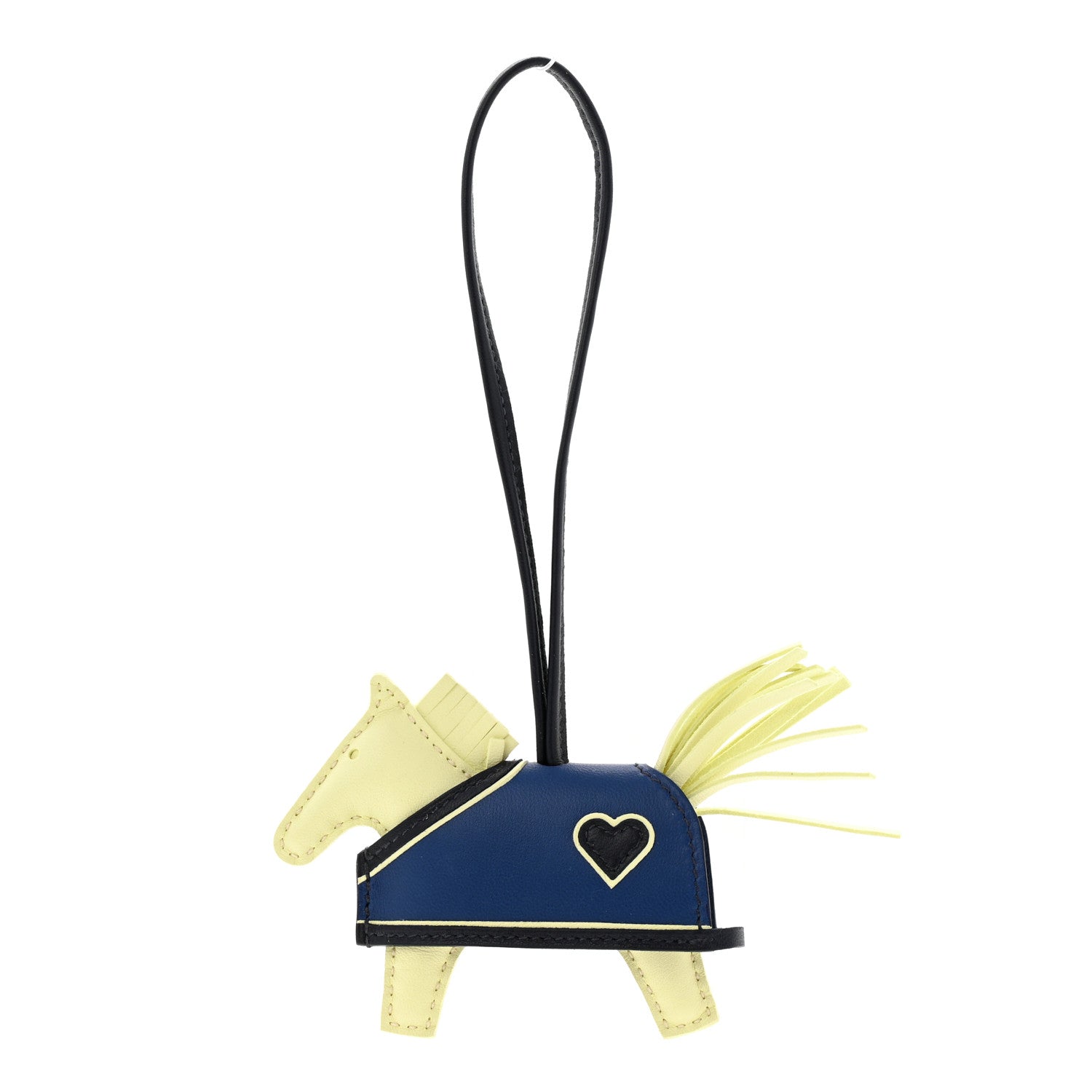 Milo Lambskin Grigri Rodeo Robeo Coeur Bag Charm PM Jaune Milton Bleu Nuit Bleu Tie
