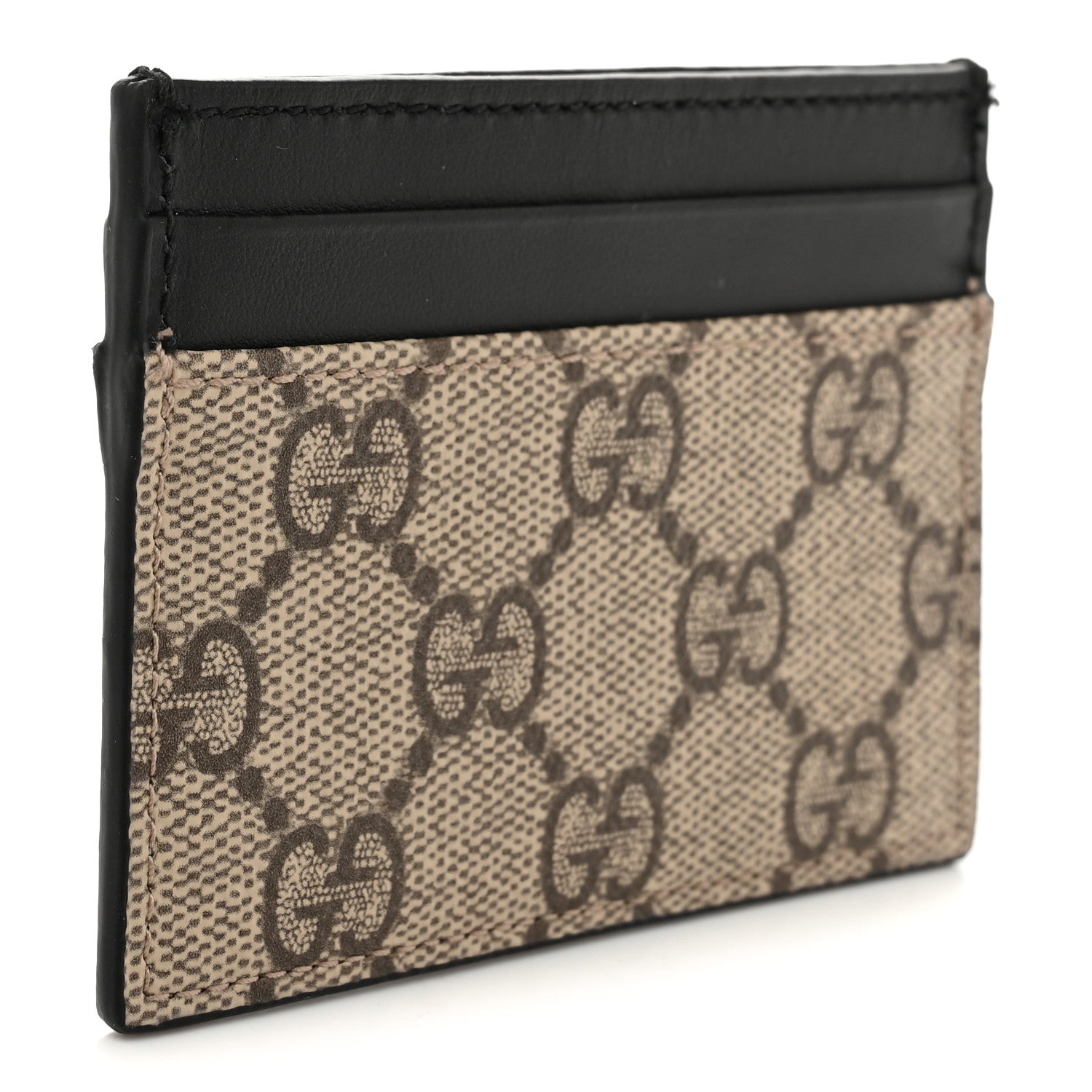 GG Supreme Monogram Calfskin Card Holder Beige Black