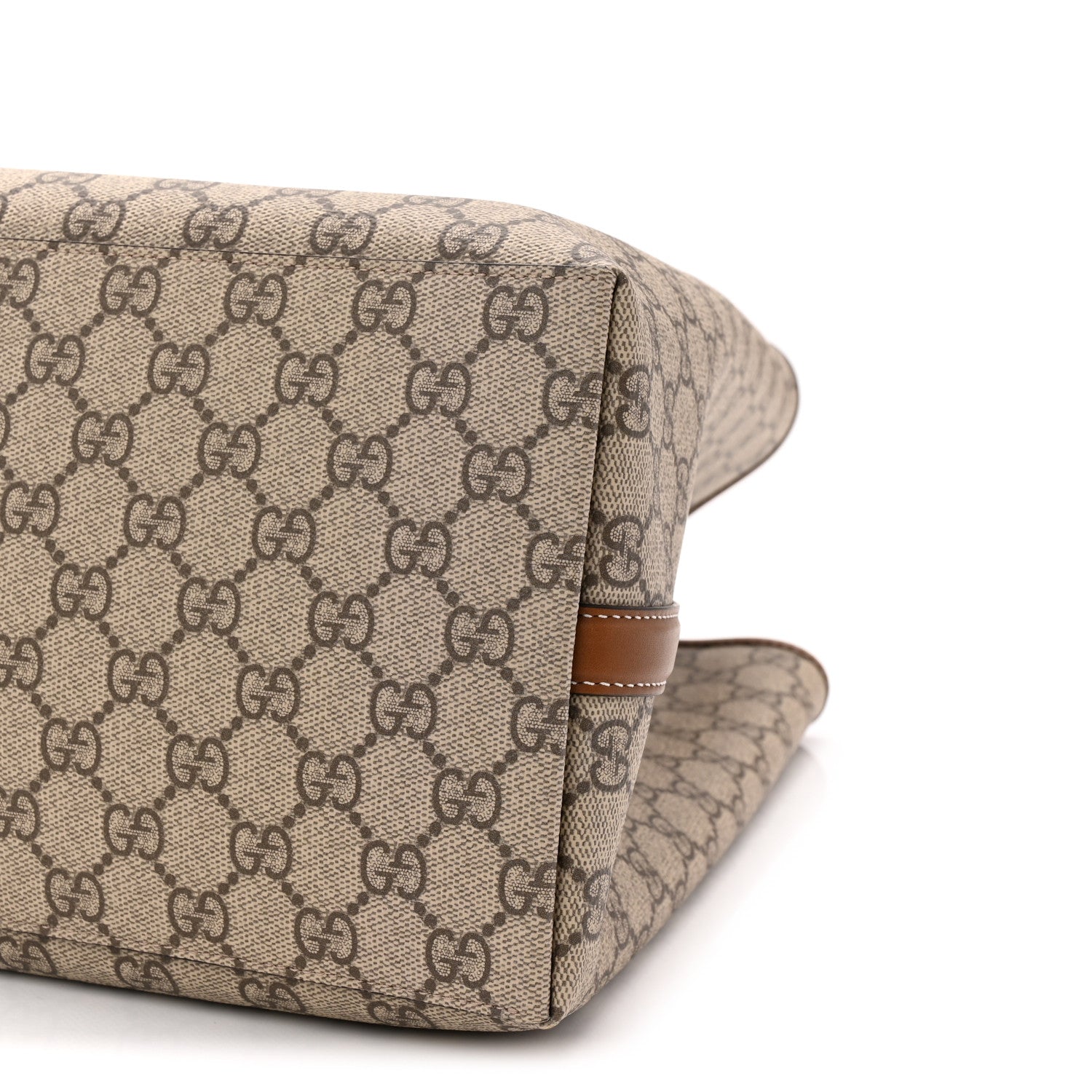 GG Supreme Monogram Emblem Maxi Tote Bag Beige Dark Brown