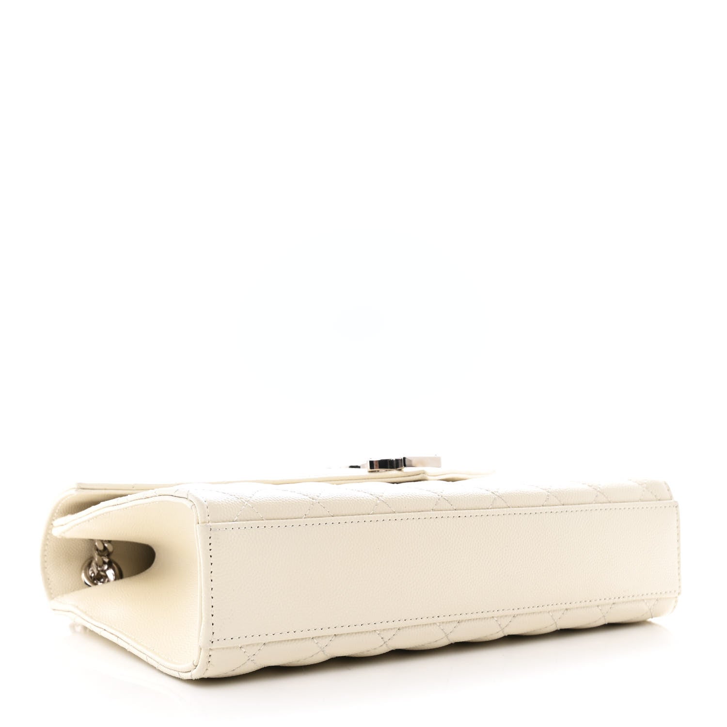 Grain De Poudre Textured Mixed Matelasse Medium Triquilt Monogram Satchel Crema Soft