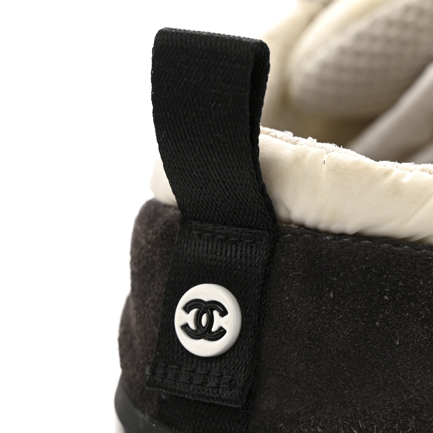 Nylon Suede Calfskin CC Sneakers 37 White Dark Grey