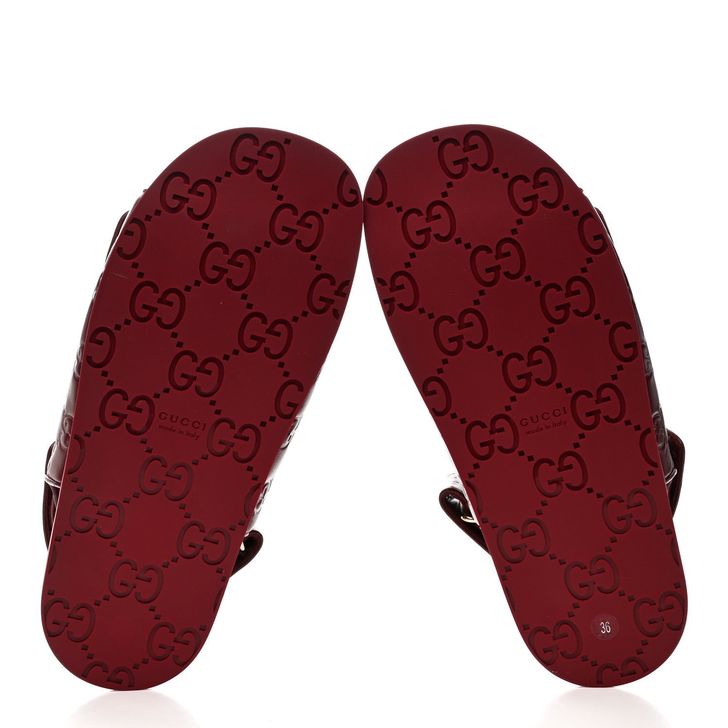 Guccissima GG Embossed Womens Sandals 36 Rosso Ancora