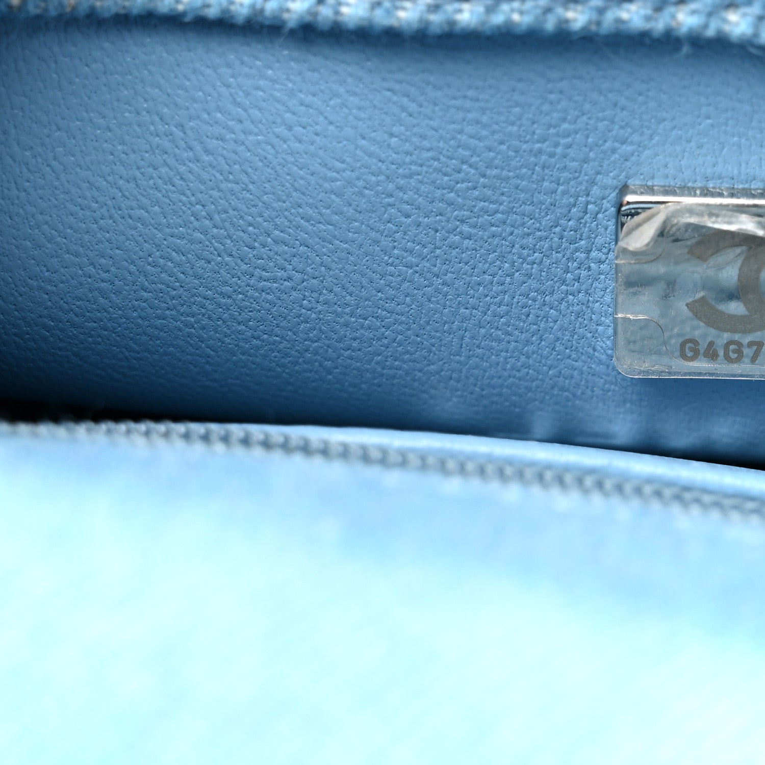 Denim Quilted Sweetheart Mini Flap Blue