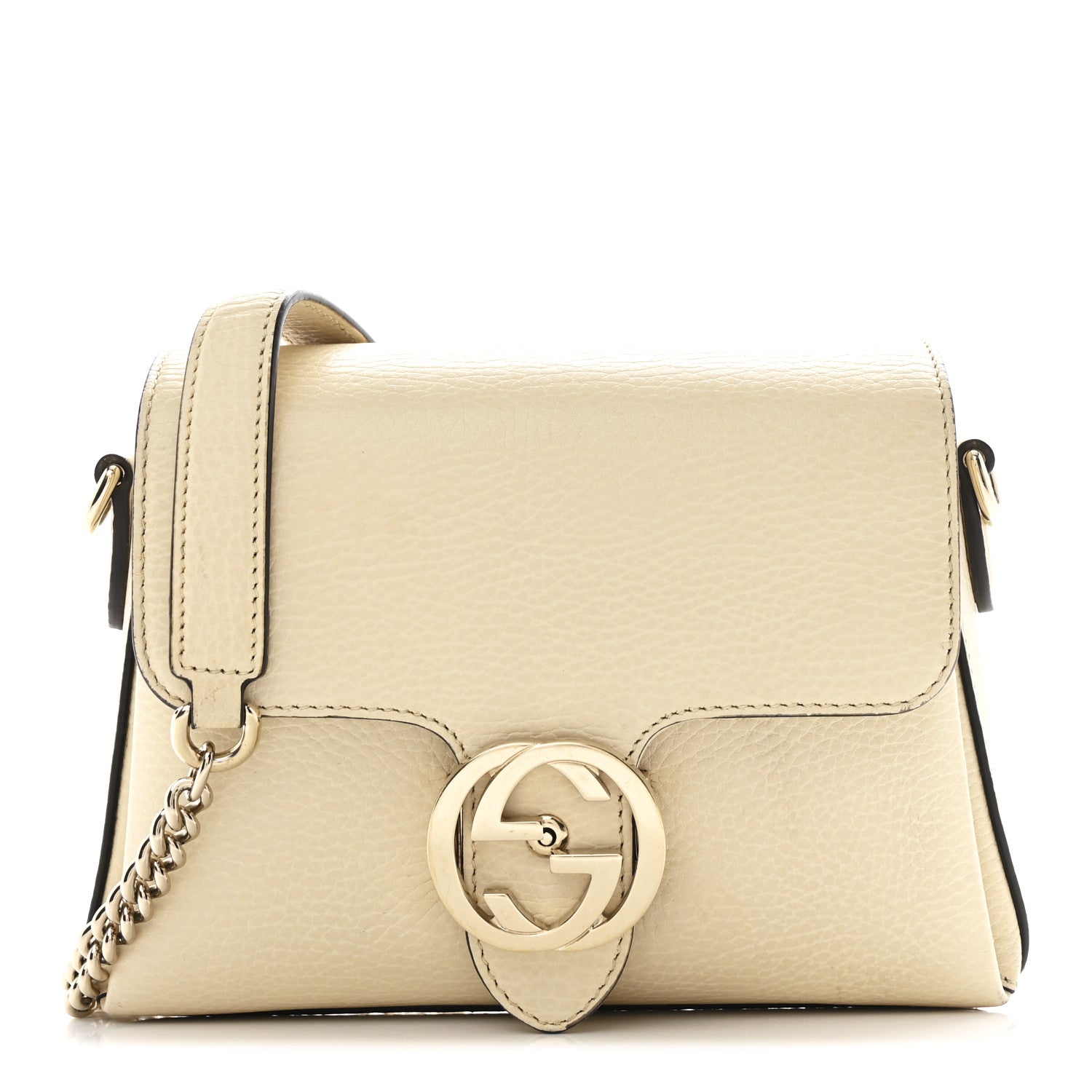Dollar Calfskin Interlocking G Crossbody Bag Mystic White