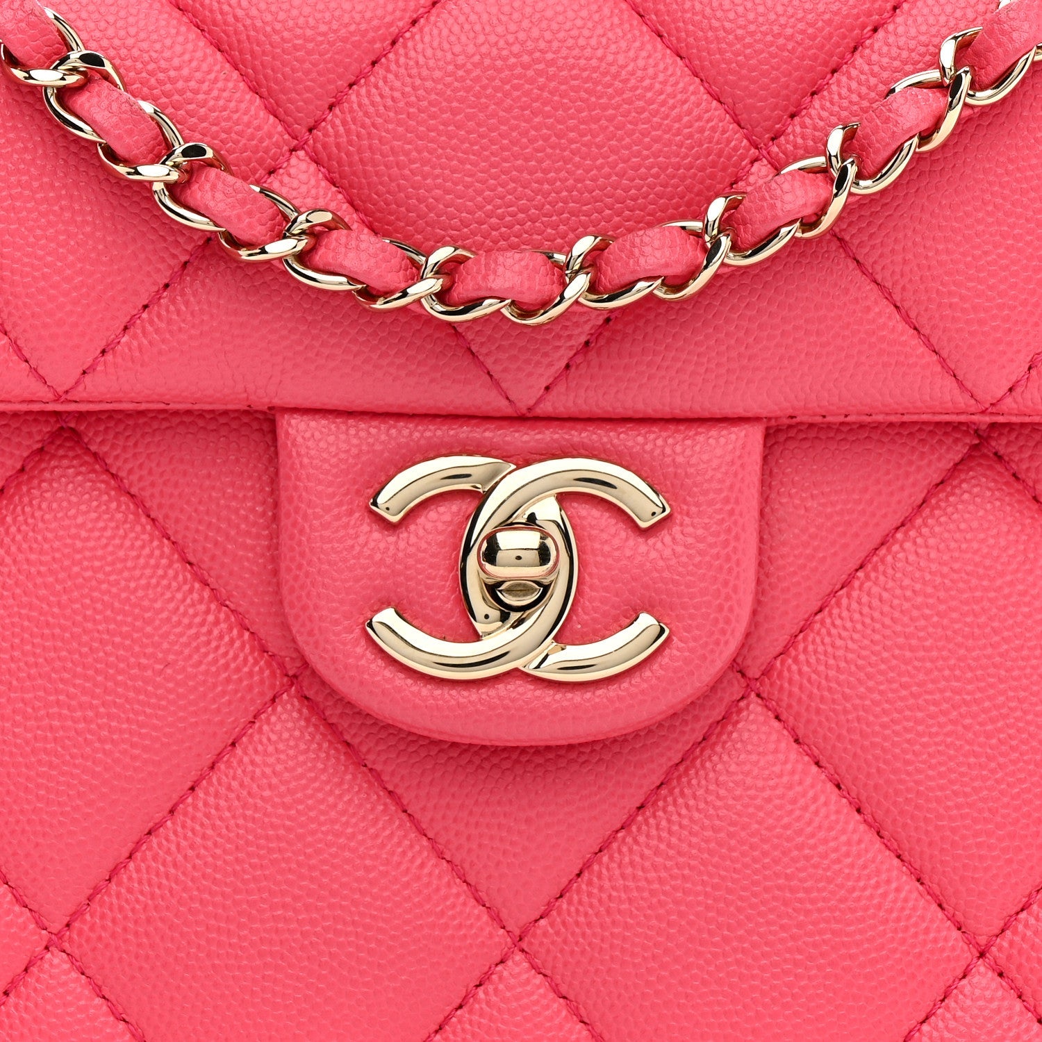 Caviar Quilted Mini Retro Twist Top Handle Flap Pink
