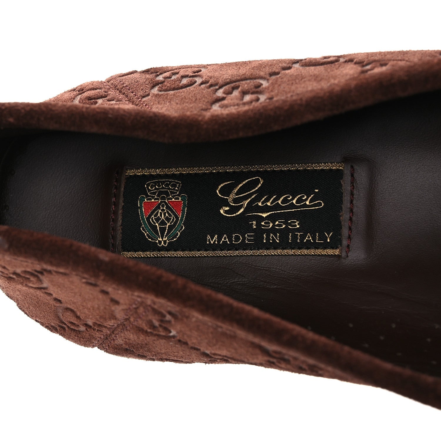 Suede GG Monogram Horsebit Mens Loafers 9 Brown