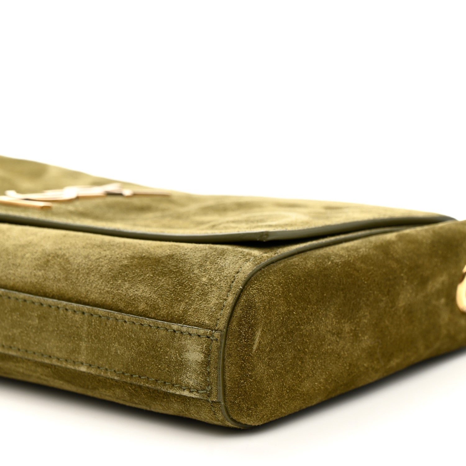 Smooth Calfskin Suede Small Reversible Monogram Kate Satchel Loden Green
