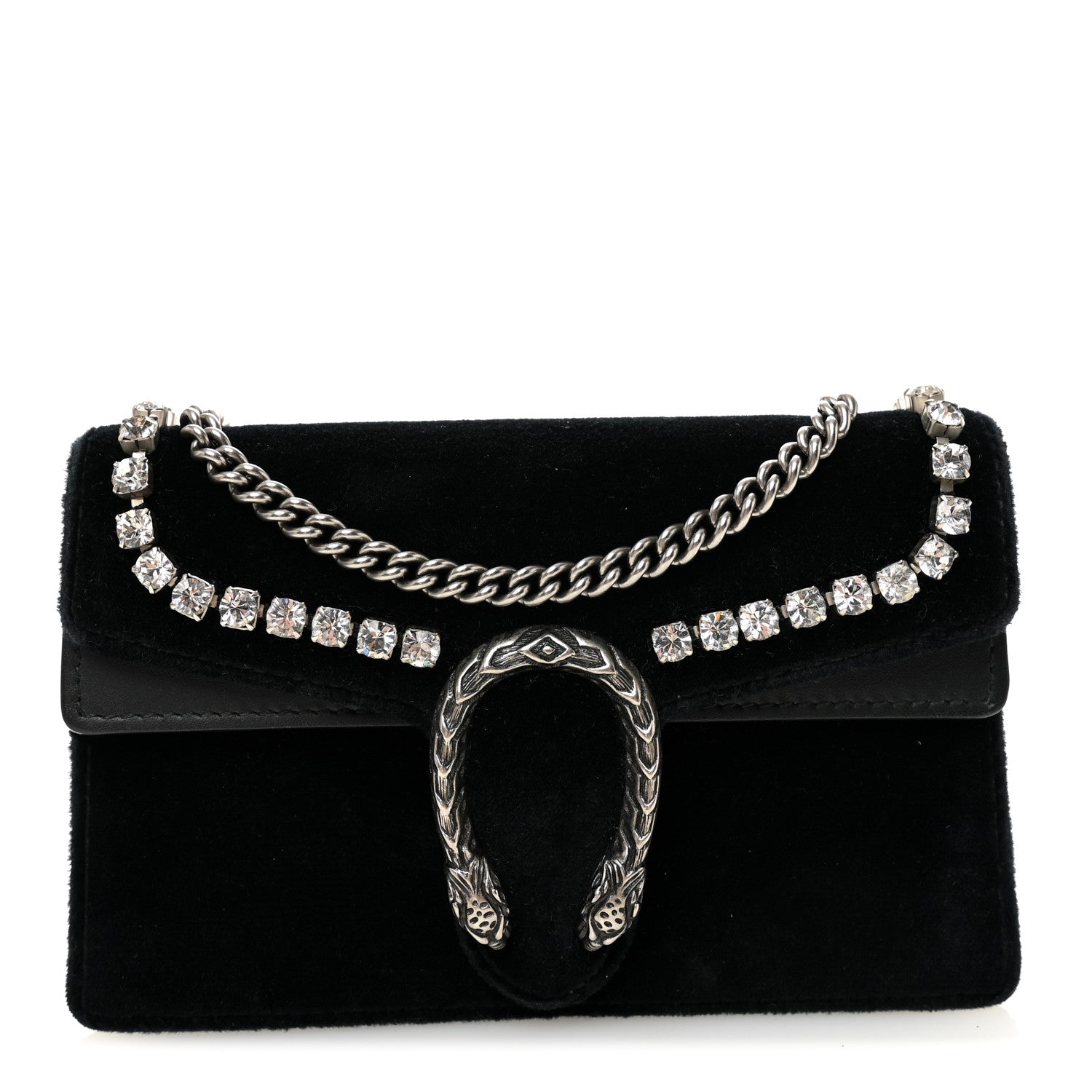 Velvet Crystal Super Mini Dionysus Shoulder Bag Black