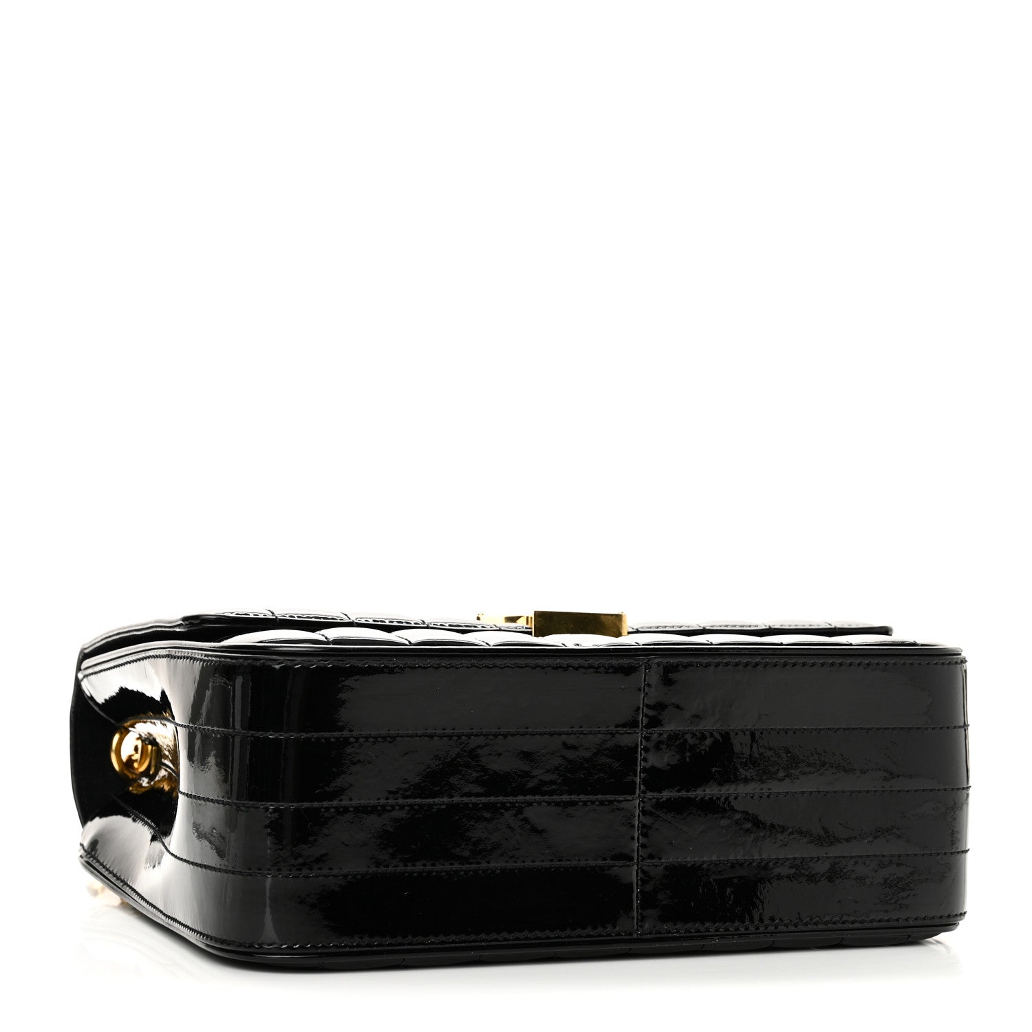 Patent Matelasse Monogram Large Vicky Chain Bag Black