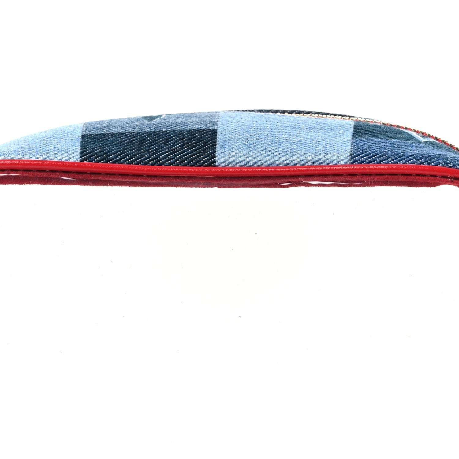Denim Damier Monogram Patchwork PVC Beach Pouch Blue Rouge