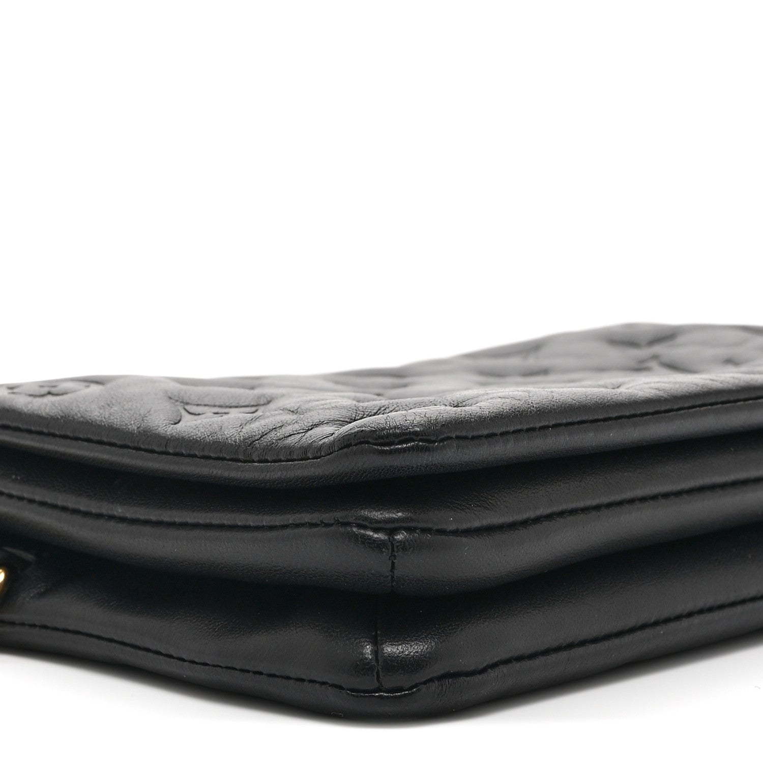 Lambskin Embossed Monogram Pochette Coussin Black