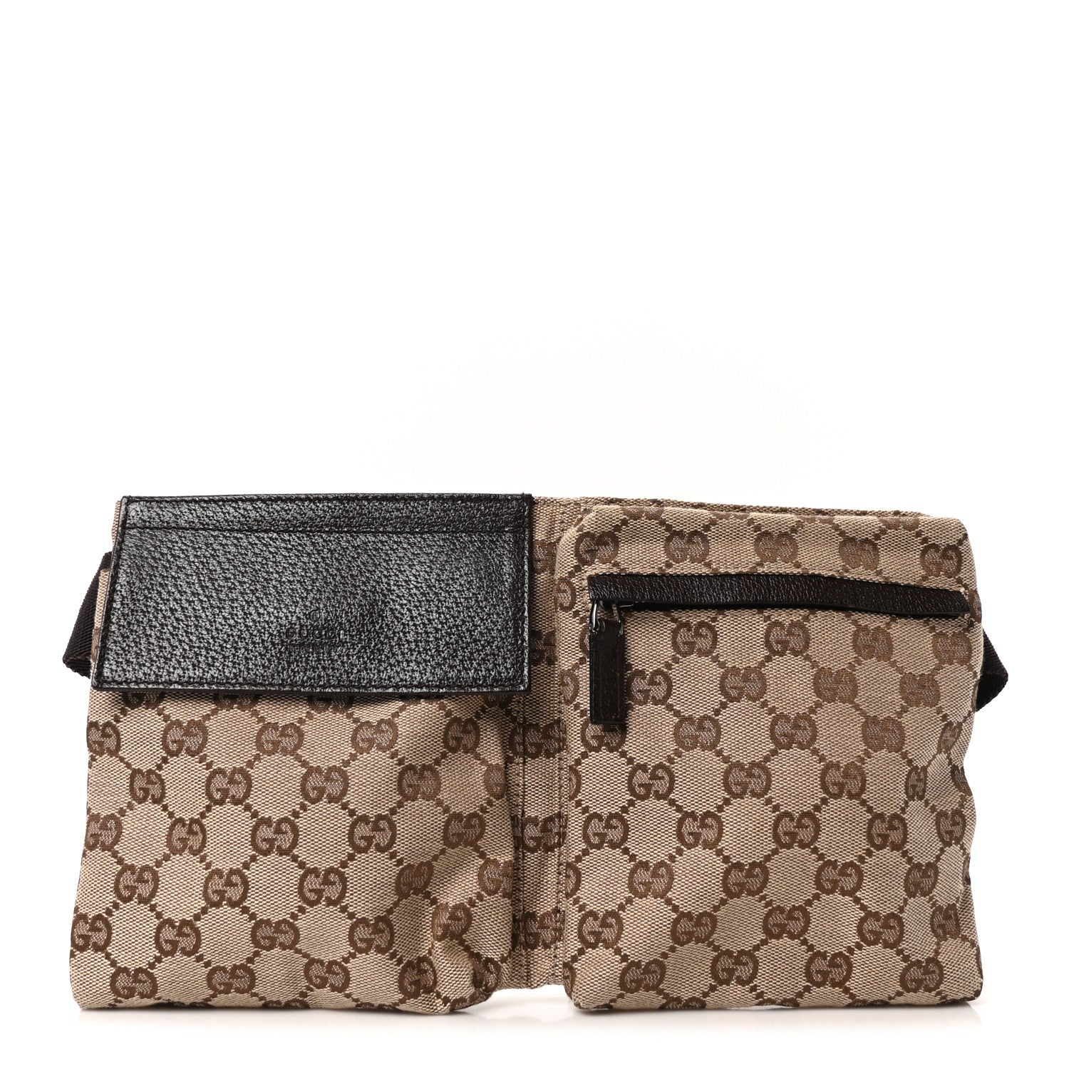 GG Monogram Double Pocket Belt Bag Dark Brown