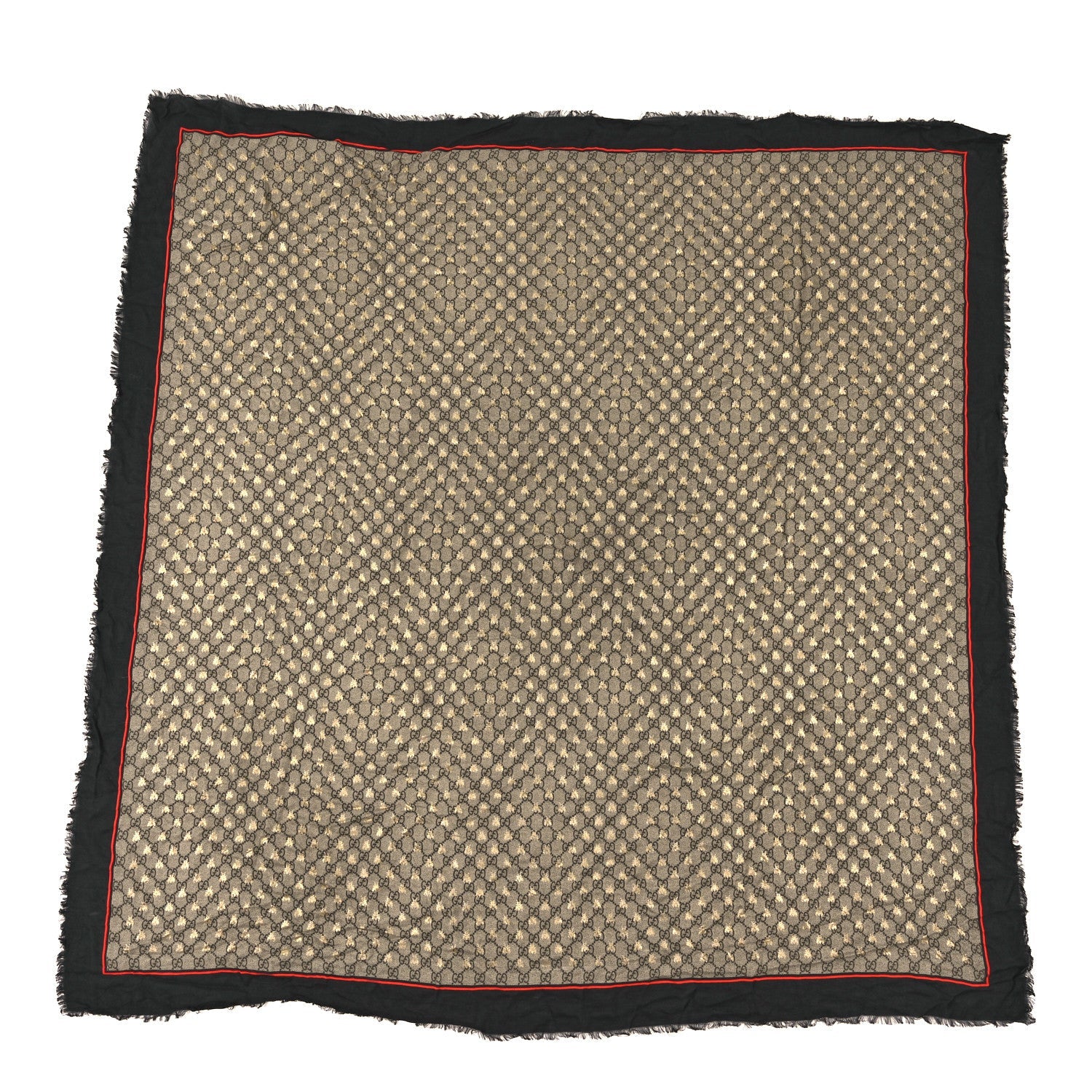Modal Silk GG Monogram Big Bee GG Shawl Black Red