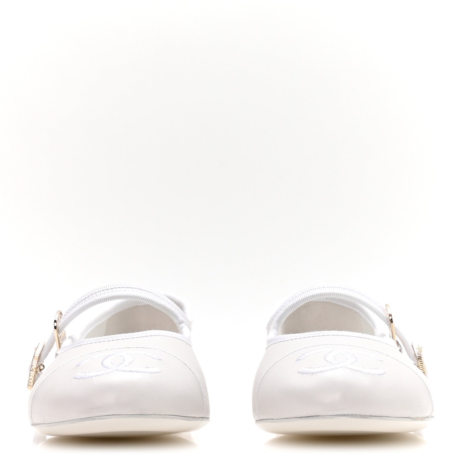Lambskin Mary Jane Flats 40.5 White