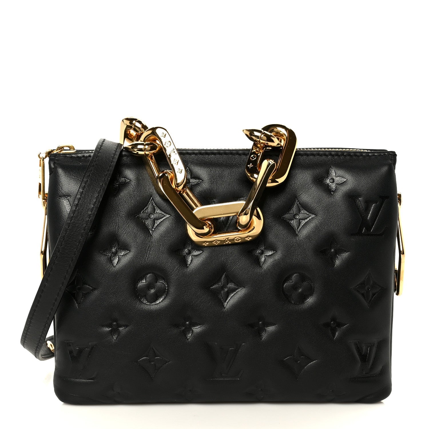 Lambskin Embossed Monogram Coussin BB Black