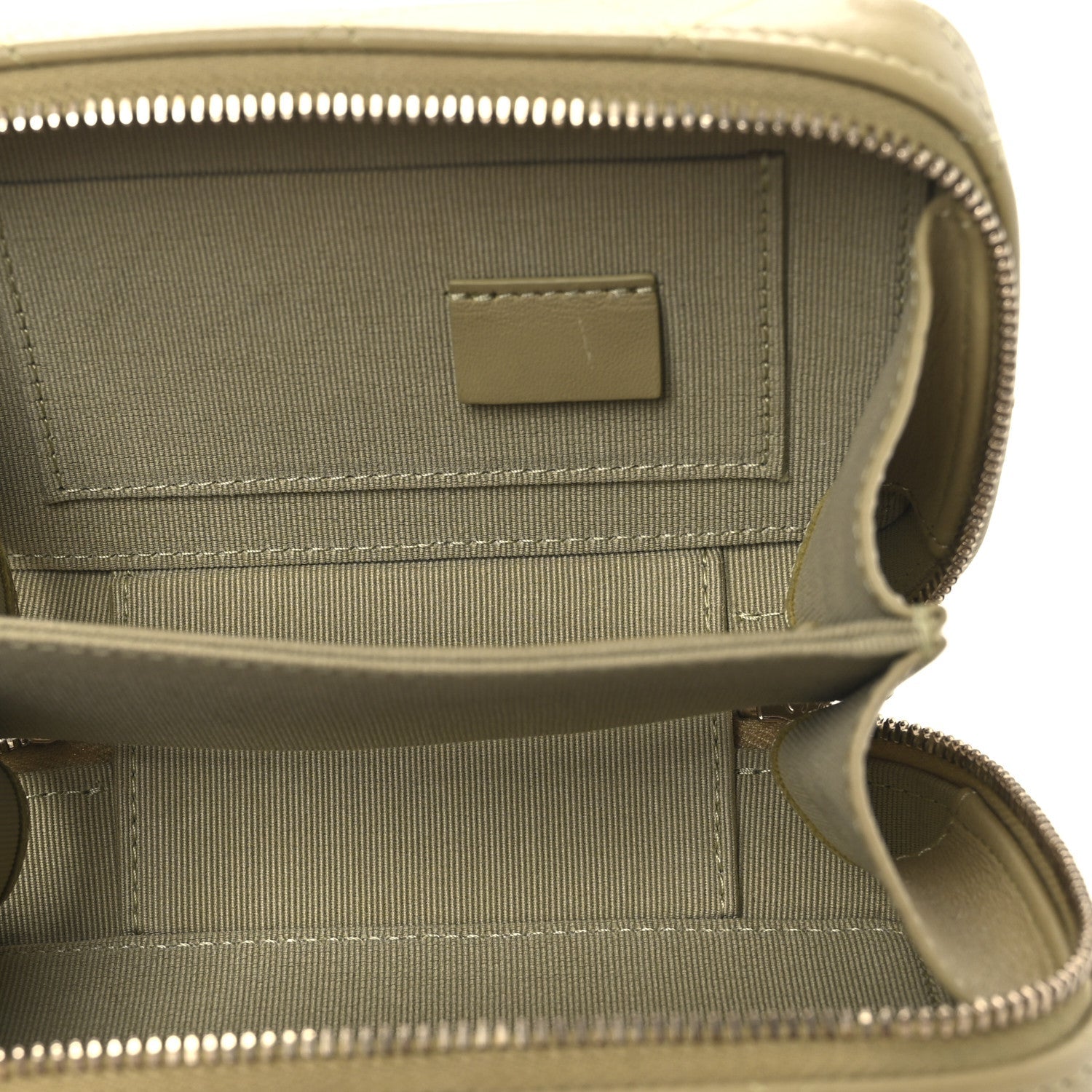 Lambskin Quilted Chain Top Handle Mini Vanity Case Light Green