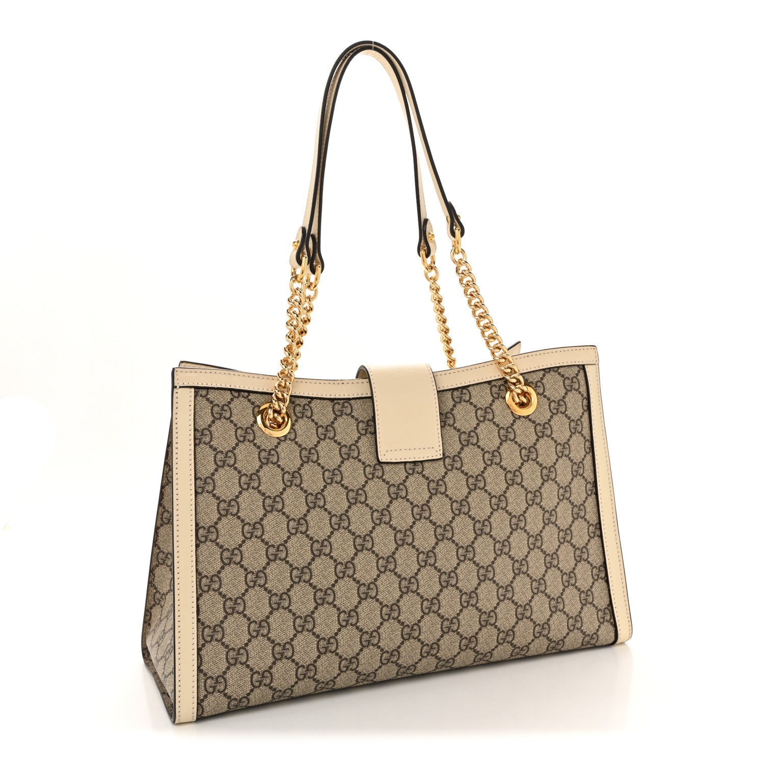 GG Supreme Monogram Medium Padlock Tote White