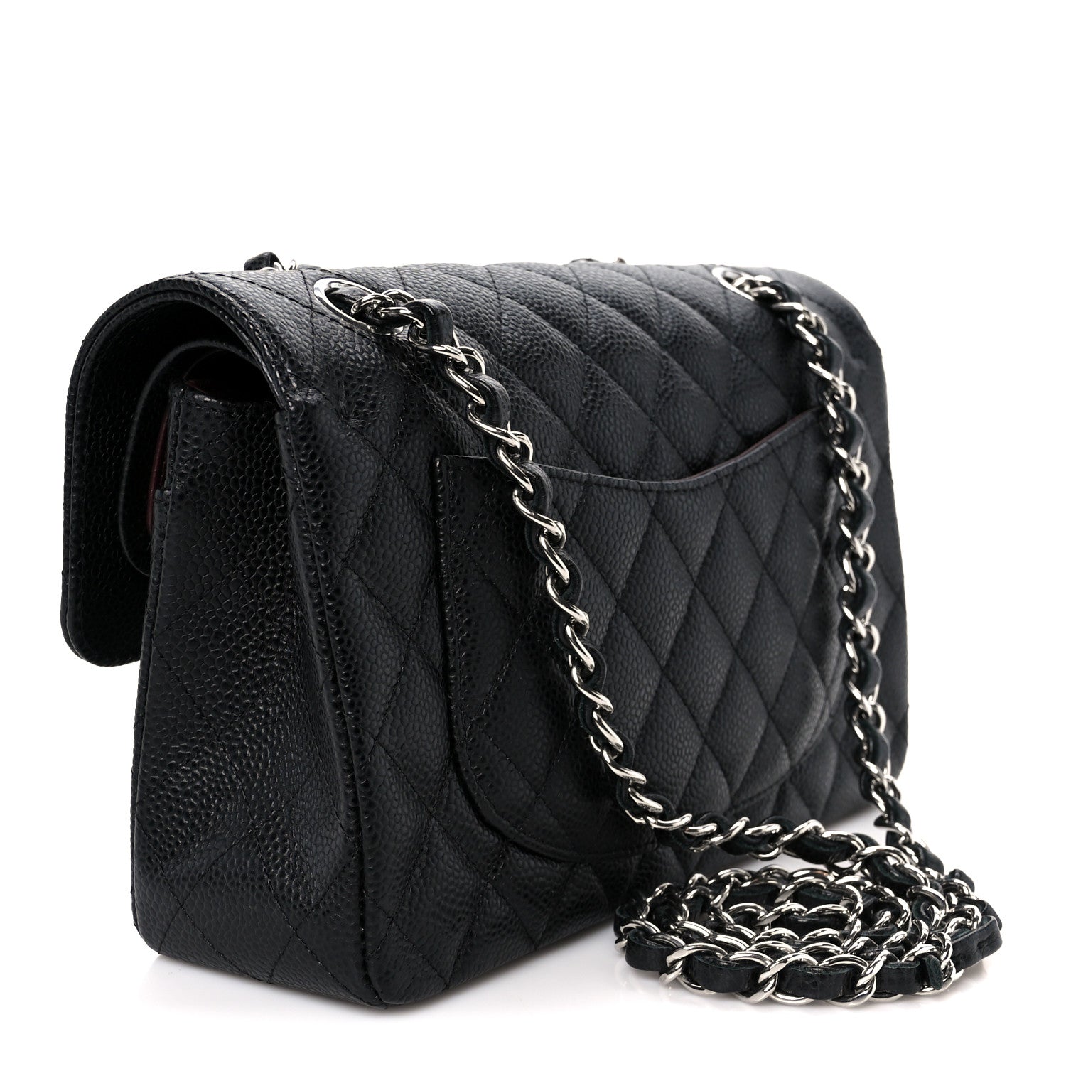 Caviar Quilted Small Double Flap Black