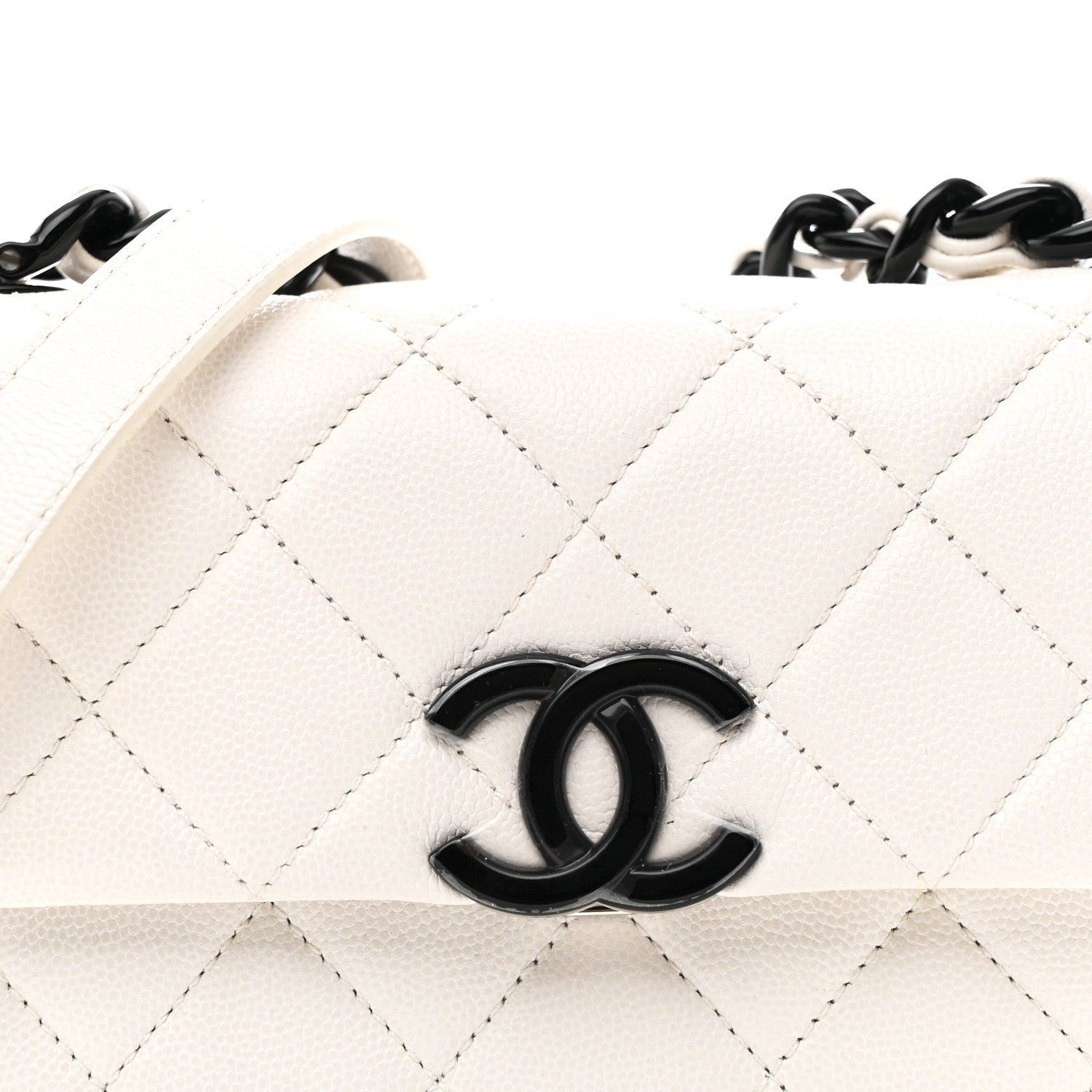 Caviar Quilted My Everything Small Flap White Black