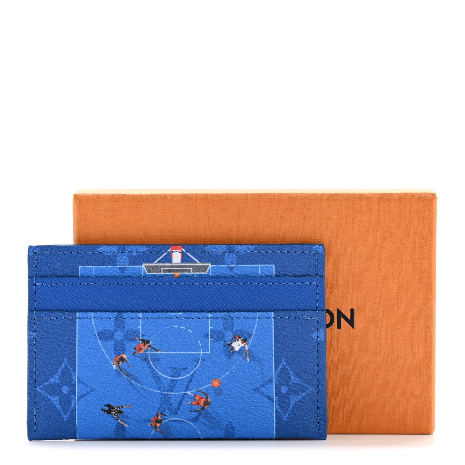 Monogram Double Card Holder Basketball Blue