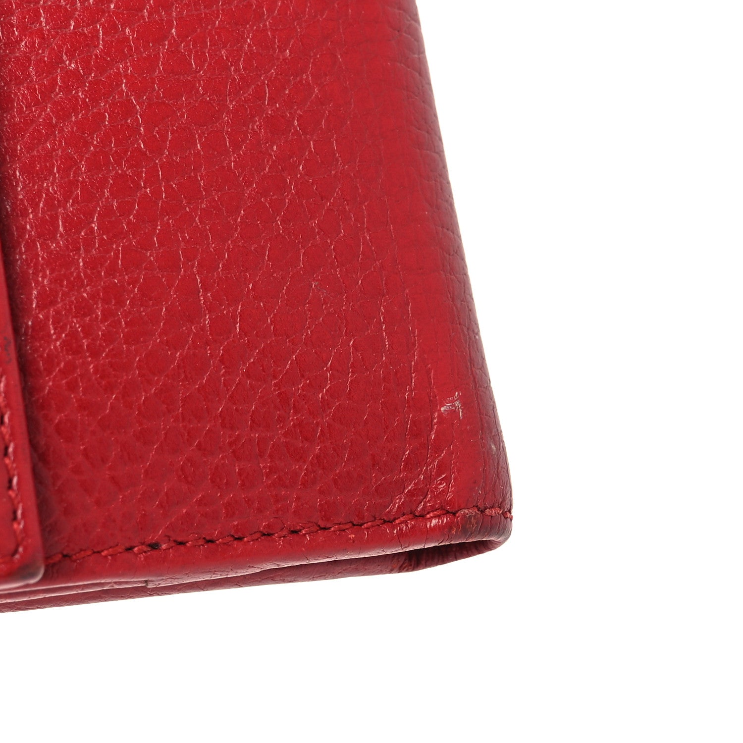 Dollar Calfskin Double G French Flap Wallet Hibiscus Red