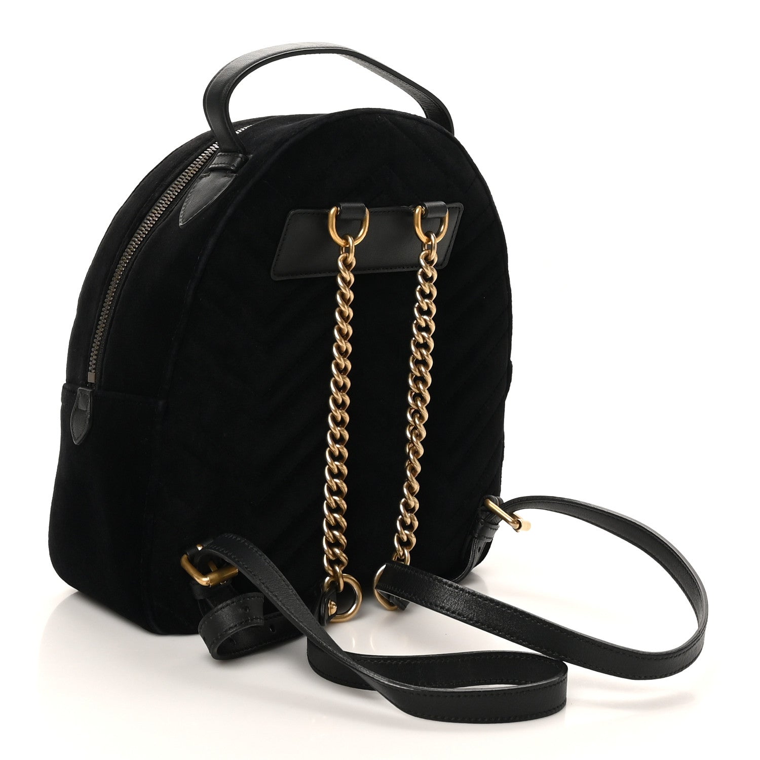 Velvet Matelasse GG Marmont Dome Backpack Black