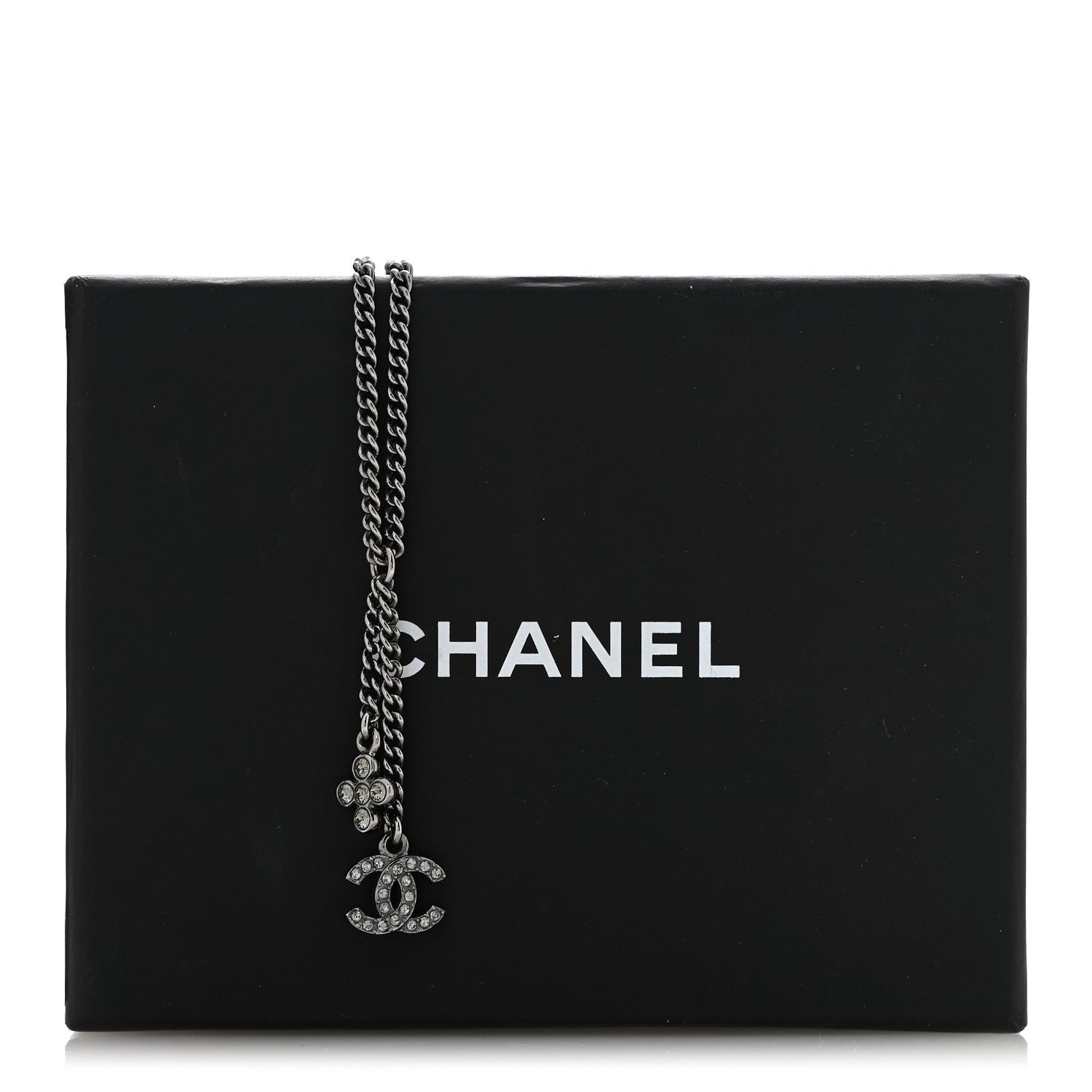 Ruthenium Crystal Flower CC Lariat Necklace