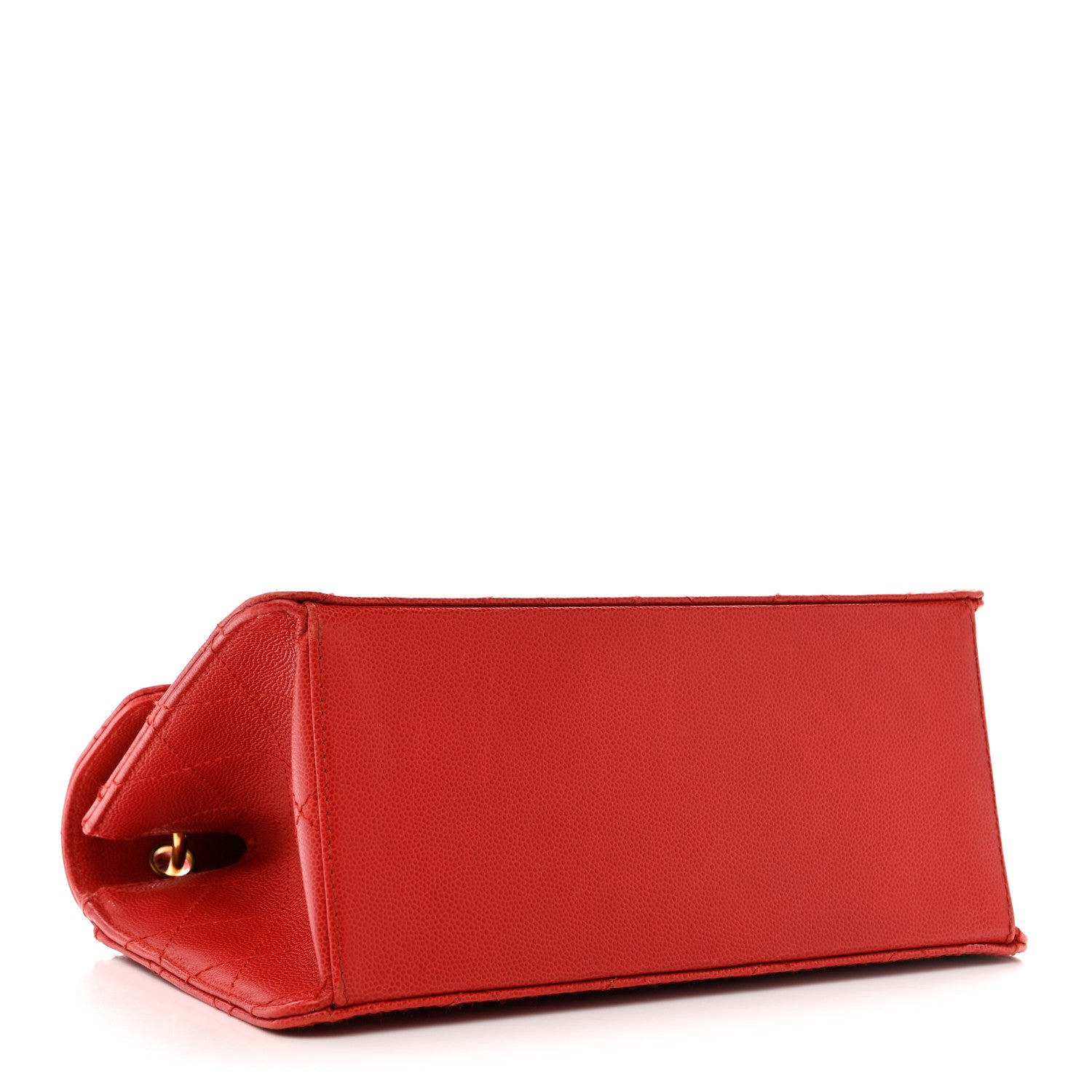 Caviar Stitched Flap Shoulder Bag Red