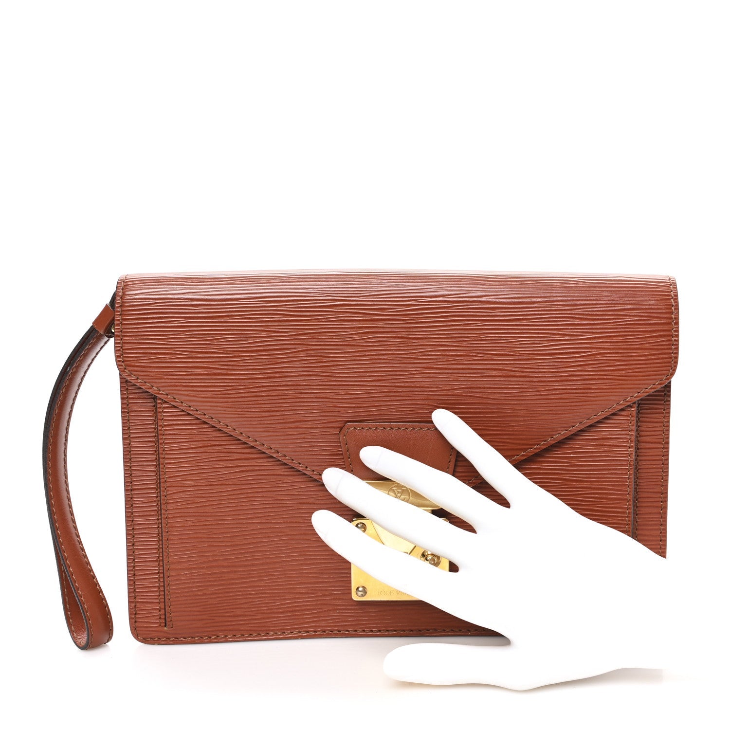 Epi Pochette Sellier Dragonne Clutch Fawn