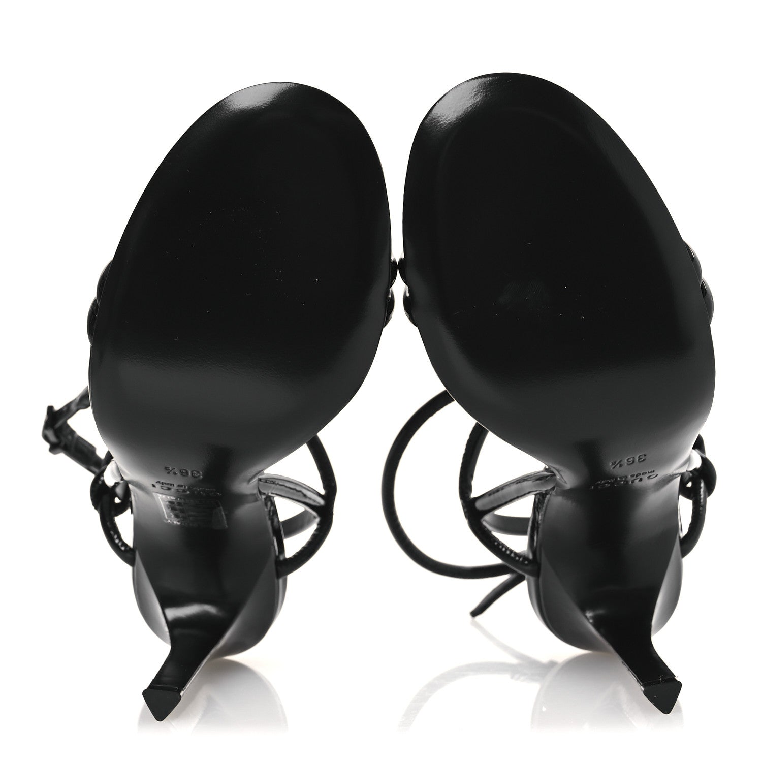 Patent Lambskin Walma 105 Sandals 36.5 Black