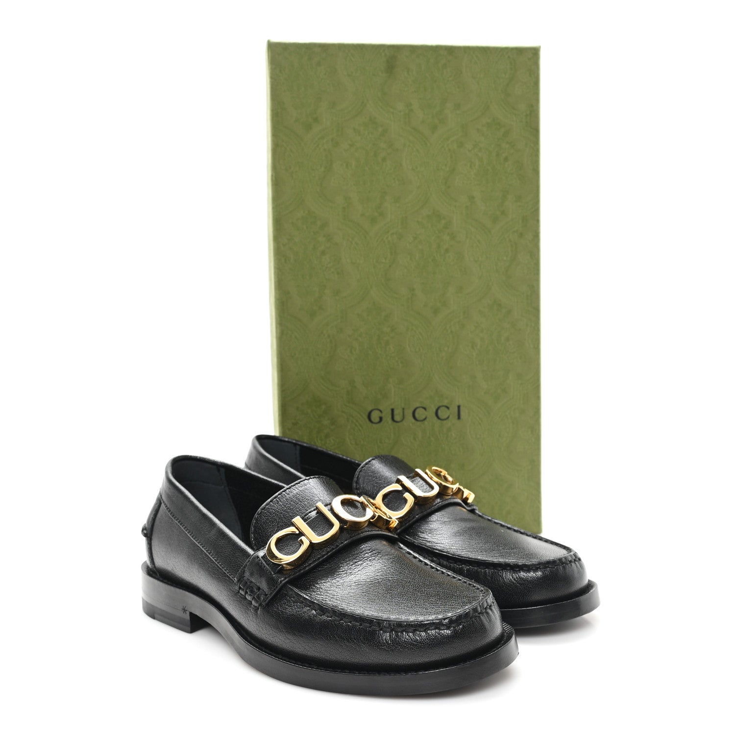 Goatskin Womens Logo 15mm Loafers 35.5 Black