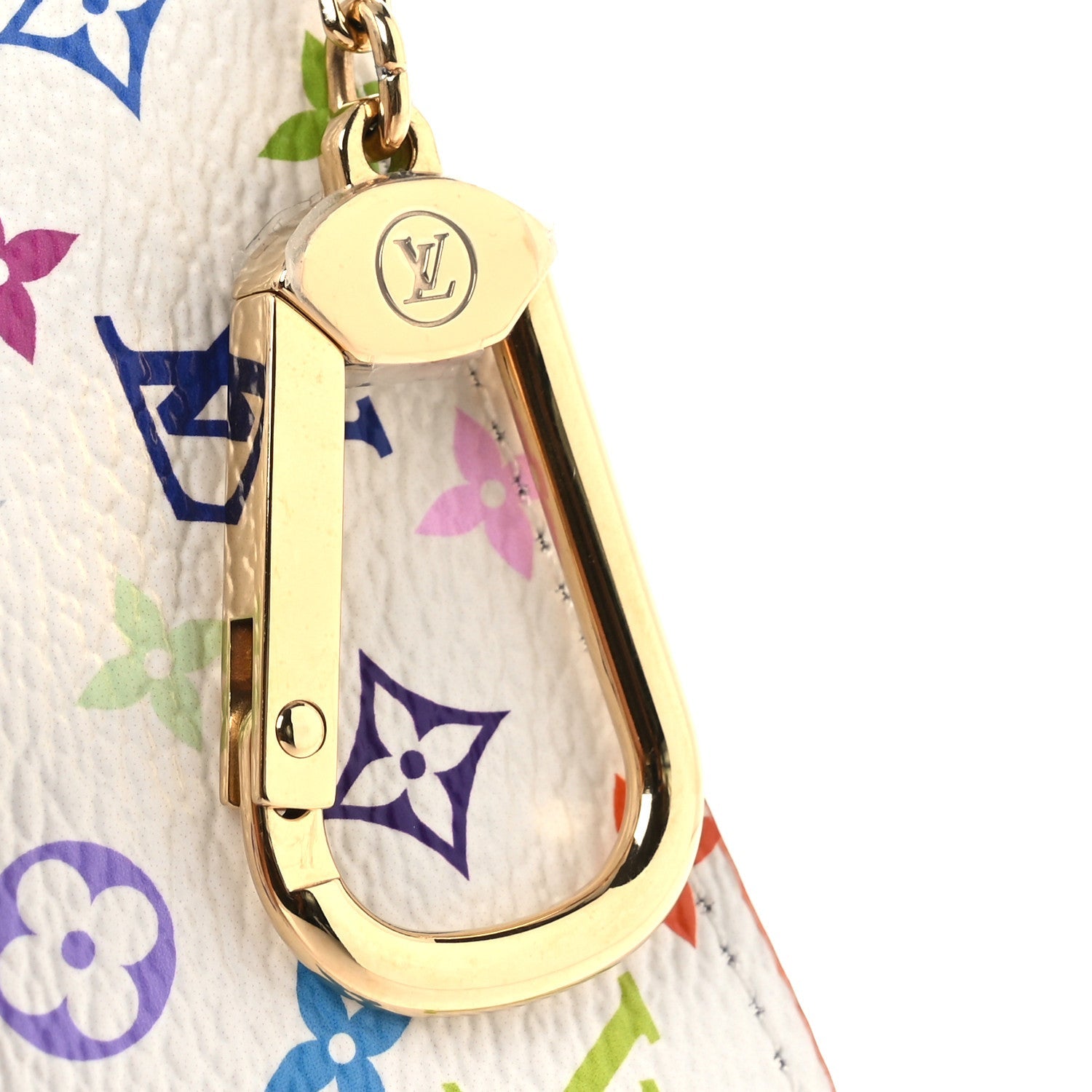 LV X TM Monogram Multicolor Key Pouch White
