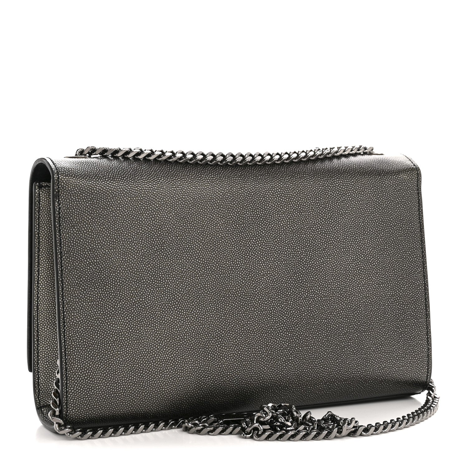 Metallic Grain De Poudre Medium Classic Monogram Kate Satchel Dark Lead