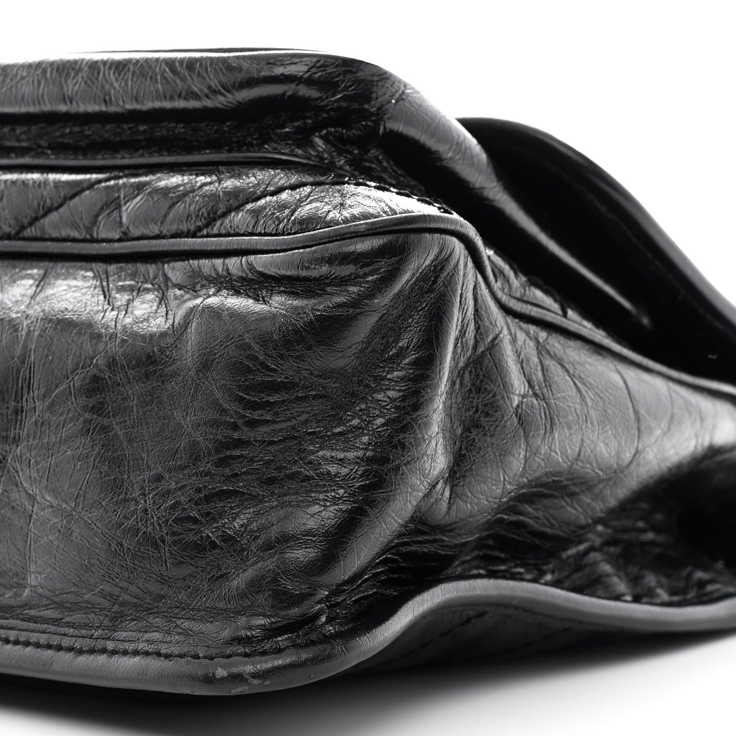 Crinkled Calfskin Matelasse Monogram Medium Niki Chain Satchel Black