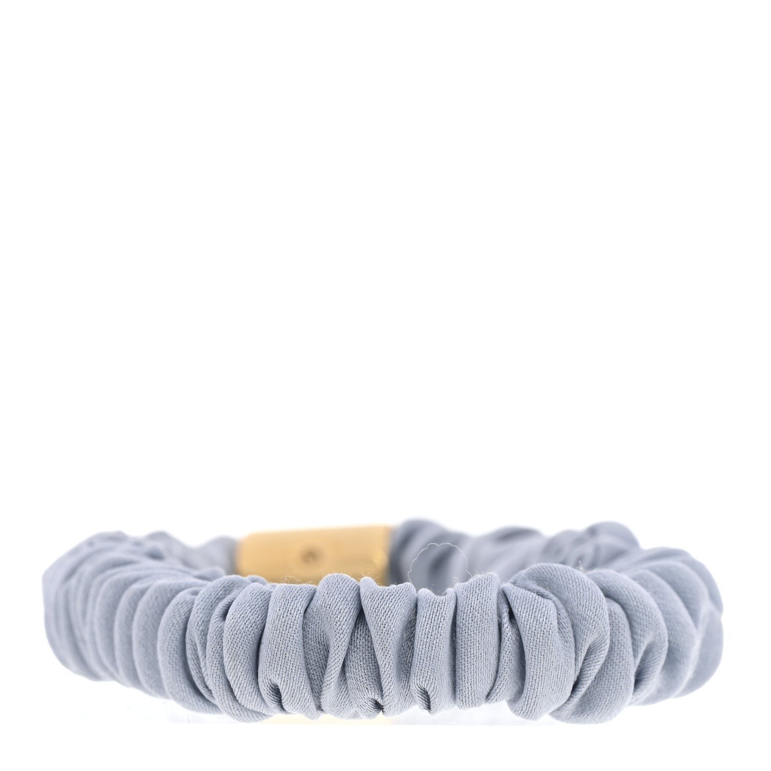 Satin Metal Logo Charm Hair Tie Scrunchie Celeste
