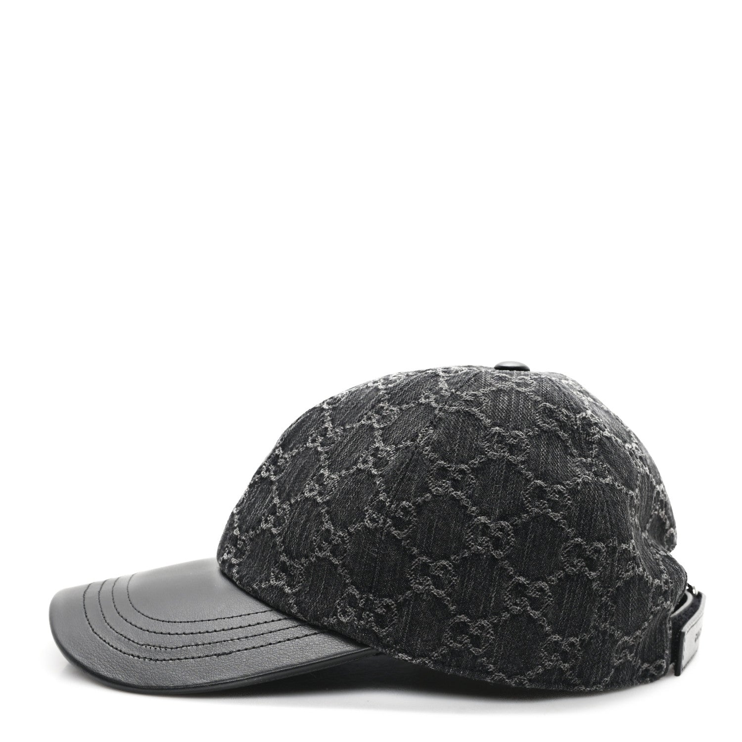 Denim Calfskin GG Monogram Baseball Hat M Black Grey