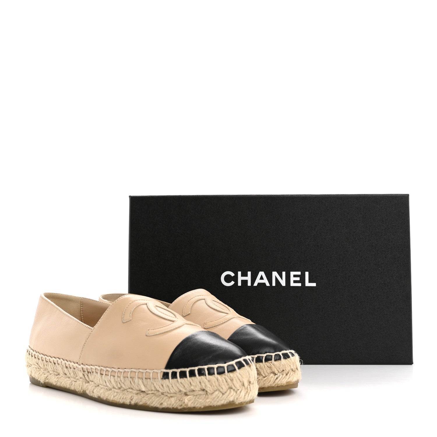 Lambskin CC Espadrilles 36 Beige Black