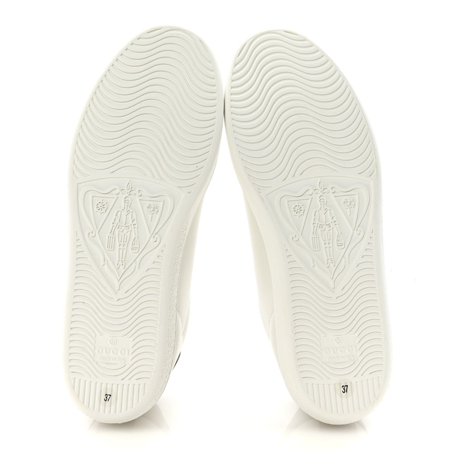 Calfskin Interlocking G Perforated Womens Ace Sneakers 37 White Grey Sky