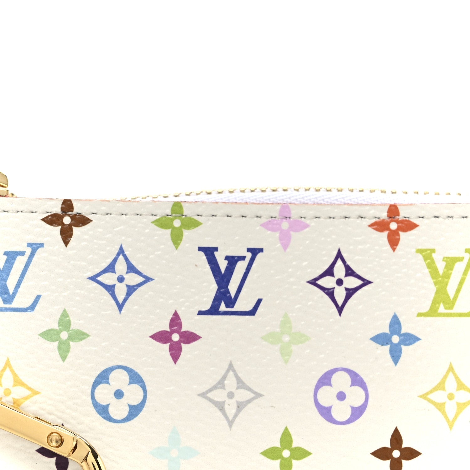 LV X TM Monogram Multicolor Key Pouch White