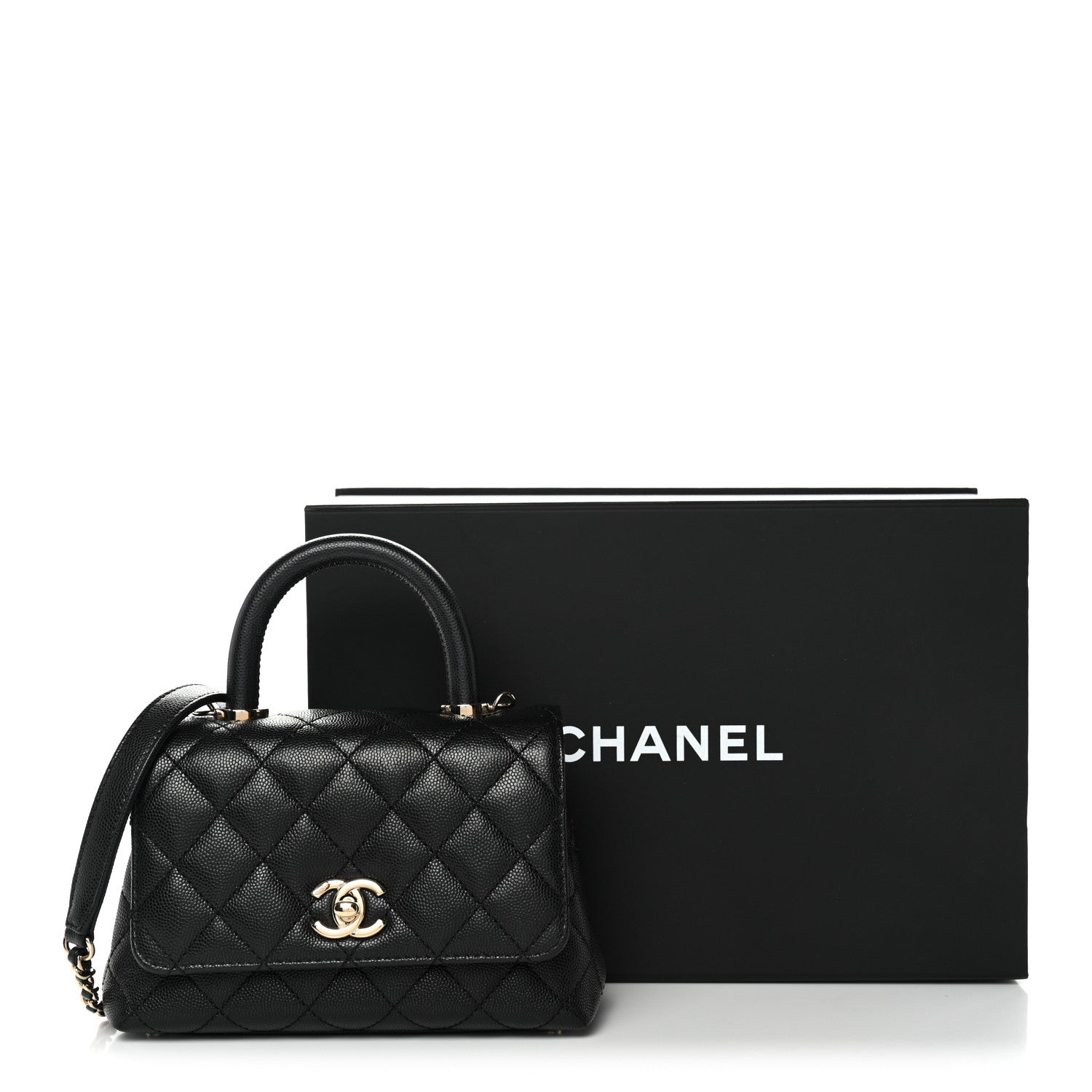 Caviar Quilted Extra Mini Coco Handle Flap Black