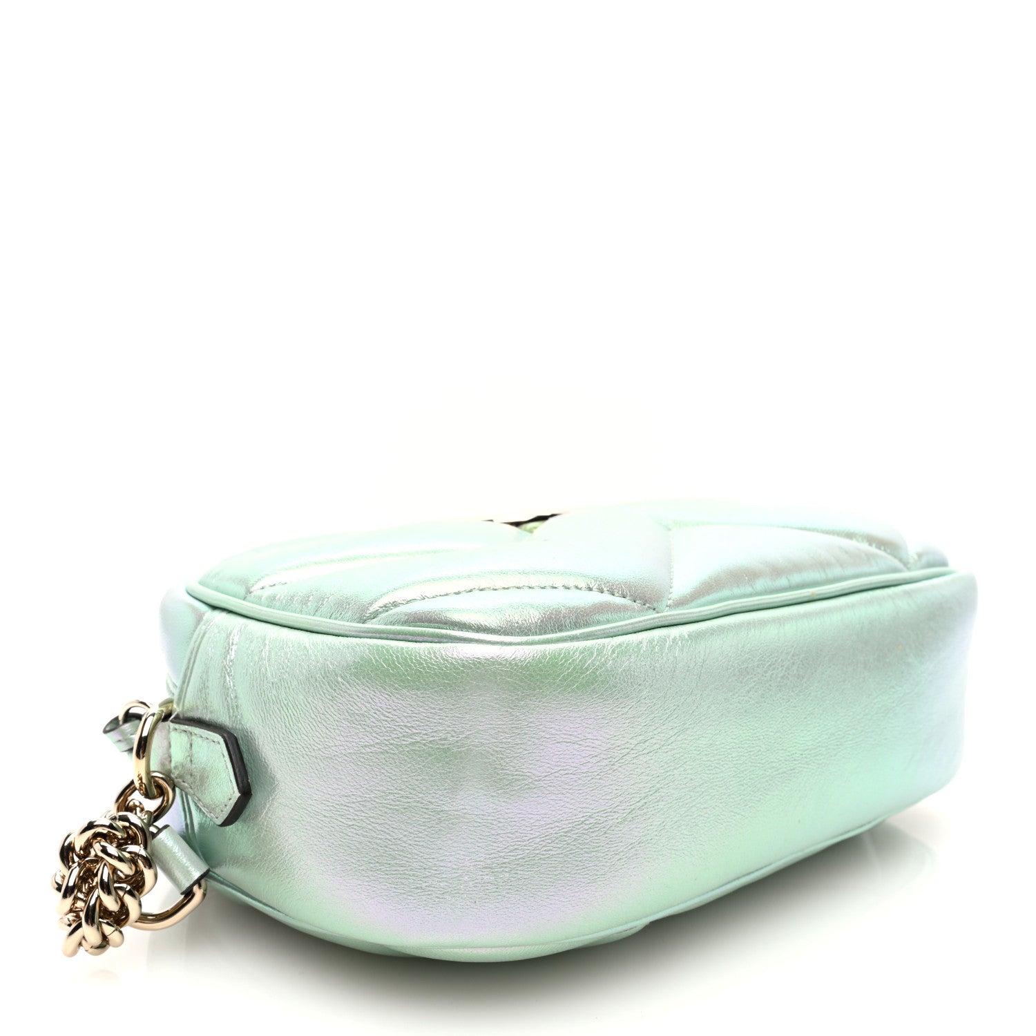 Iridescent Nappa Chevron Matelasse Small GG Marmont Chain Shoulder Bag Iridescent Salvy Green