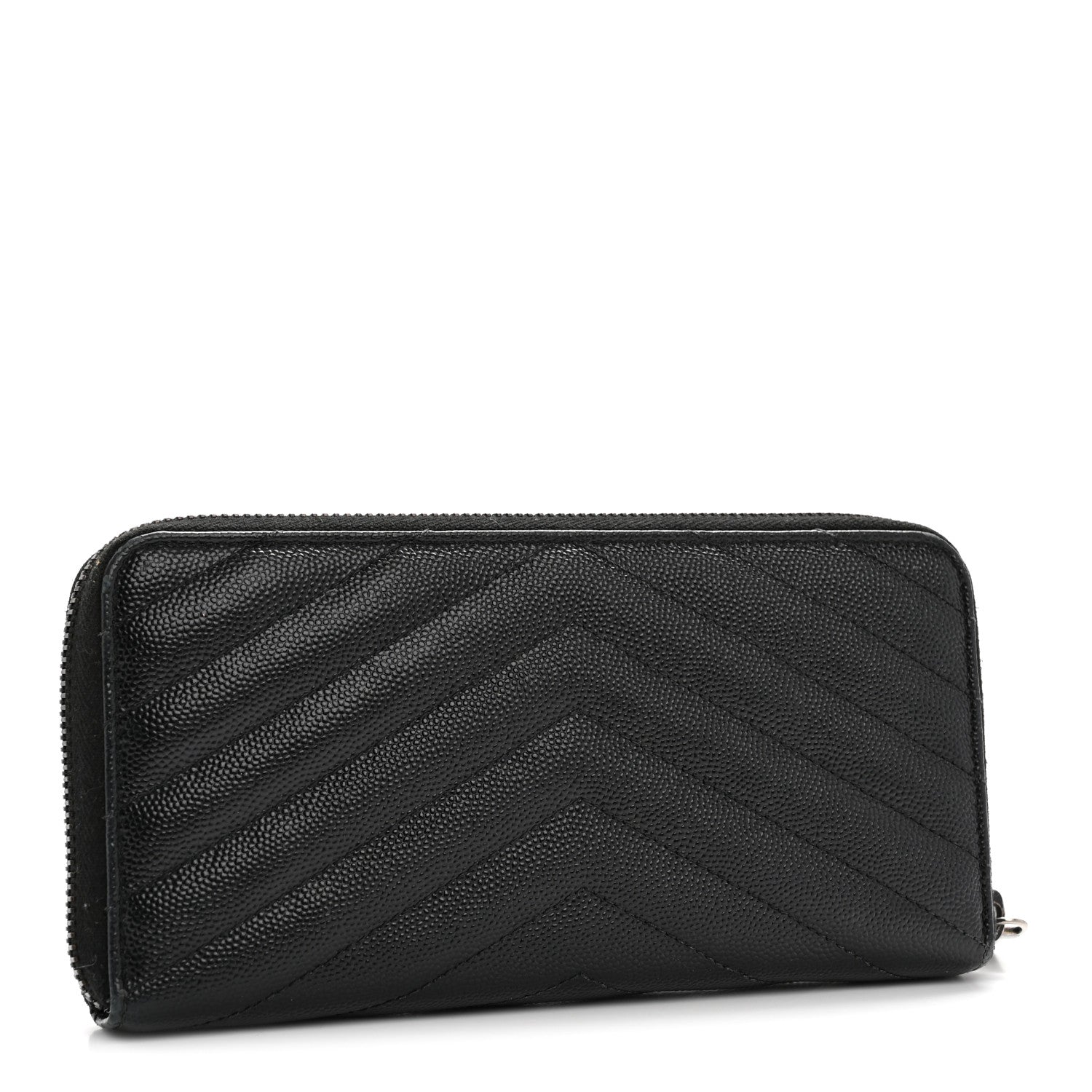 Grain De Poudre Matelasse Chevron Monogram Monochrome Zip Around Wallet Black