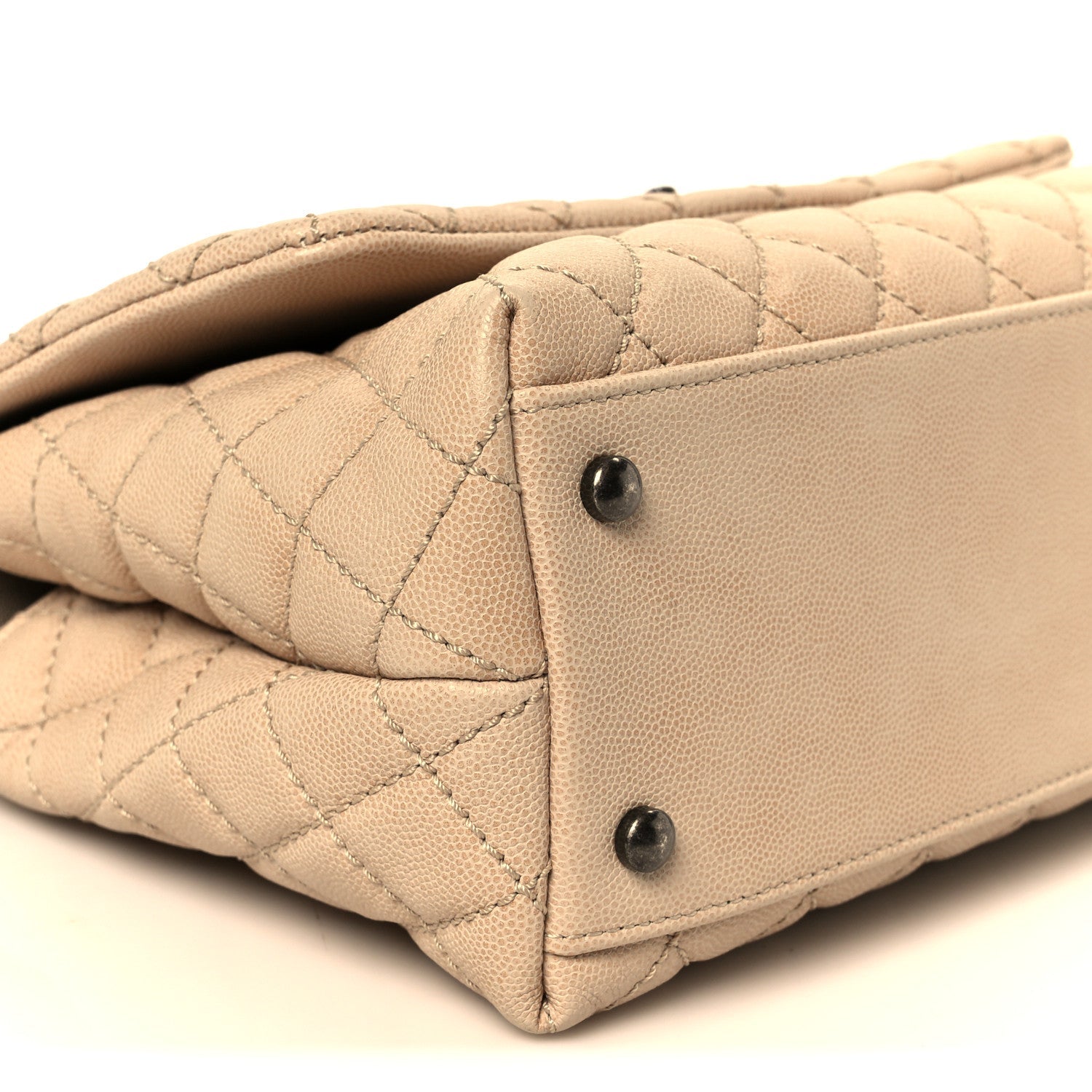Caviar Quilted Small Coco Handle Flap Light Beige