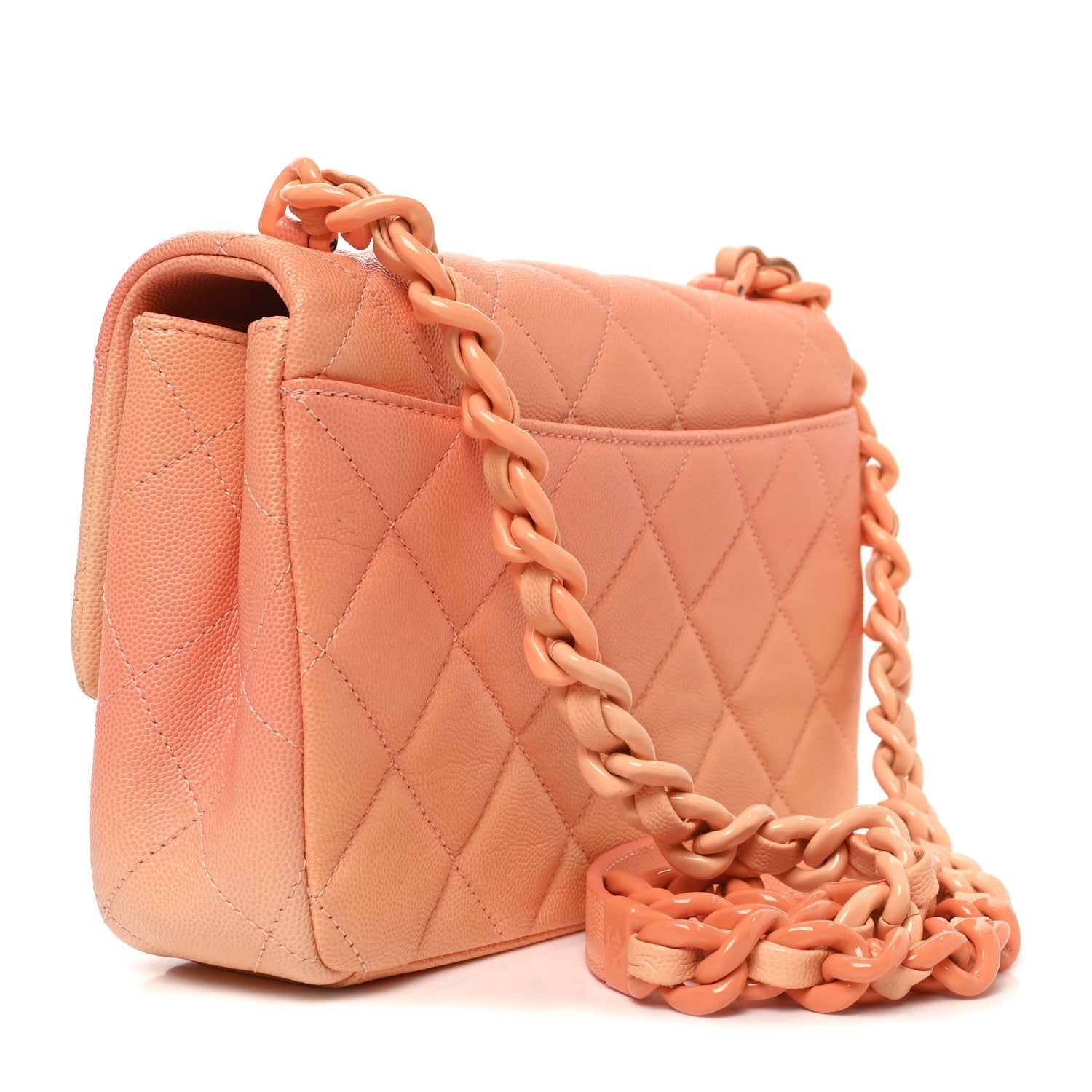Shaded Caviar Quilted My Everything Small Flap Orange Light Orange