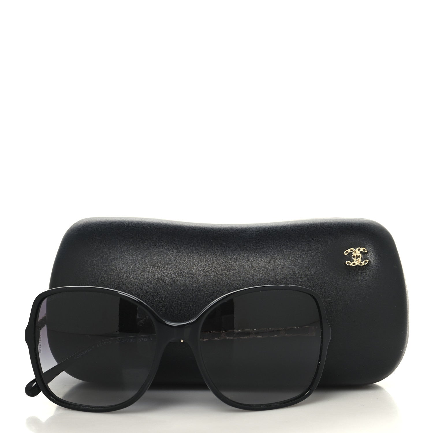 Lambskin Square Chain Sunglasses 5210-Q Black