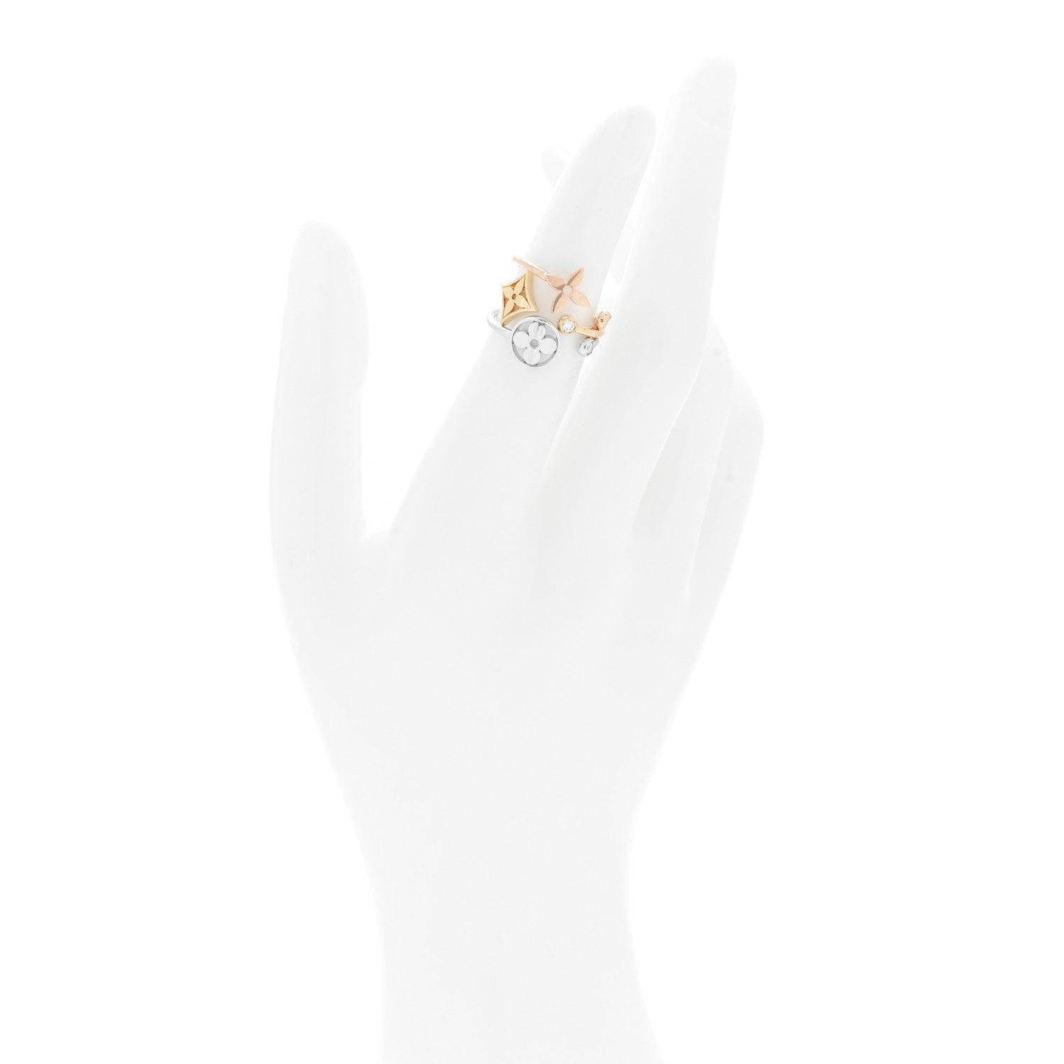 18K Yellow Pink White Gold Diamond Idylle Blossom Ring 3 Set 49 4.75