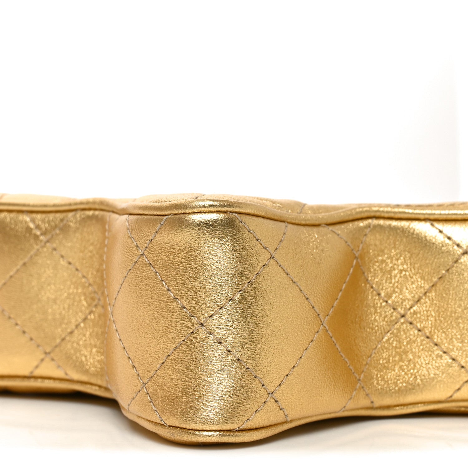 Metallic Lambskin Quilted Walk Of Fame Star Bag Gold