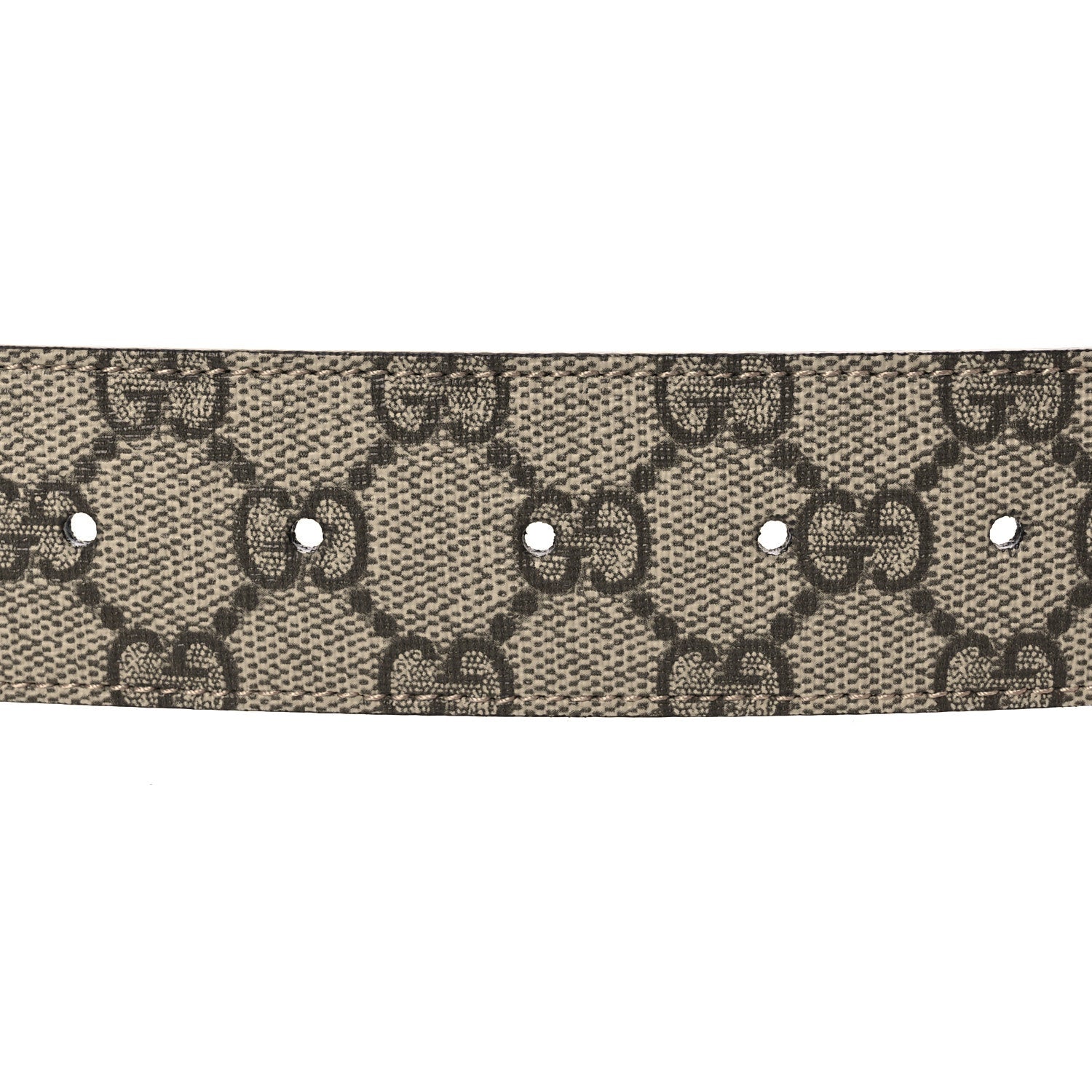 GG Supreme Monogram Plutone Calfskin Enamel Double G Belt 80 32 Beige Ebony Camelia